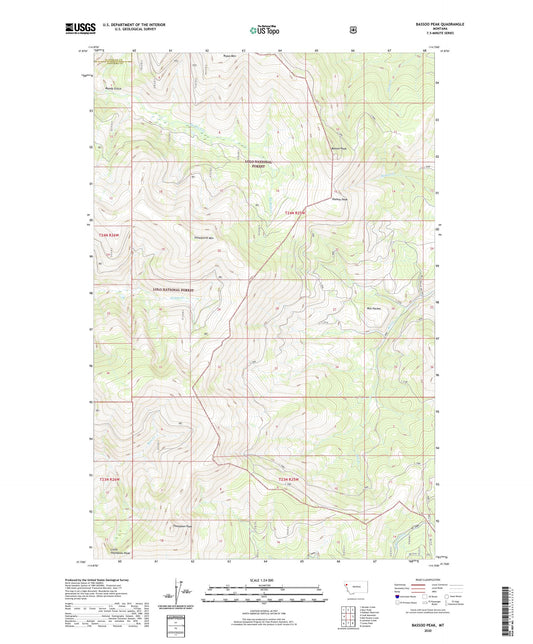 Bassoo Peak Montana US Topo Map Image