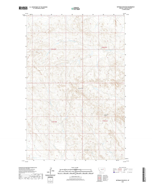 Bateman Coulee NE Montana US Topo Map Image