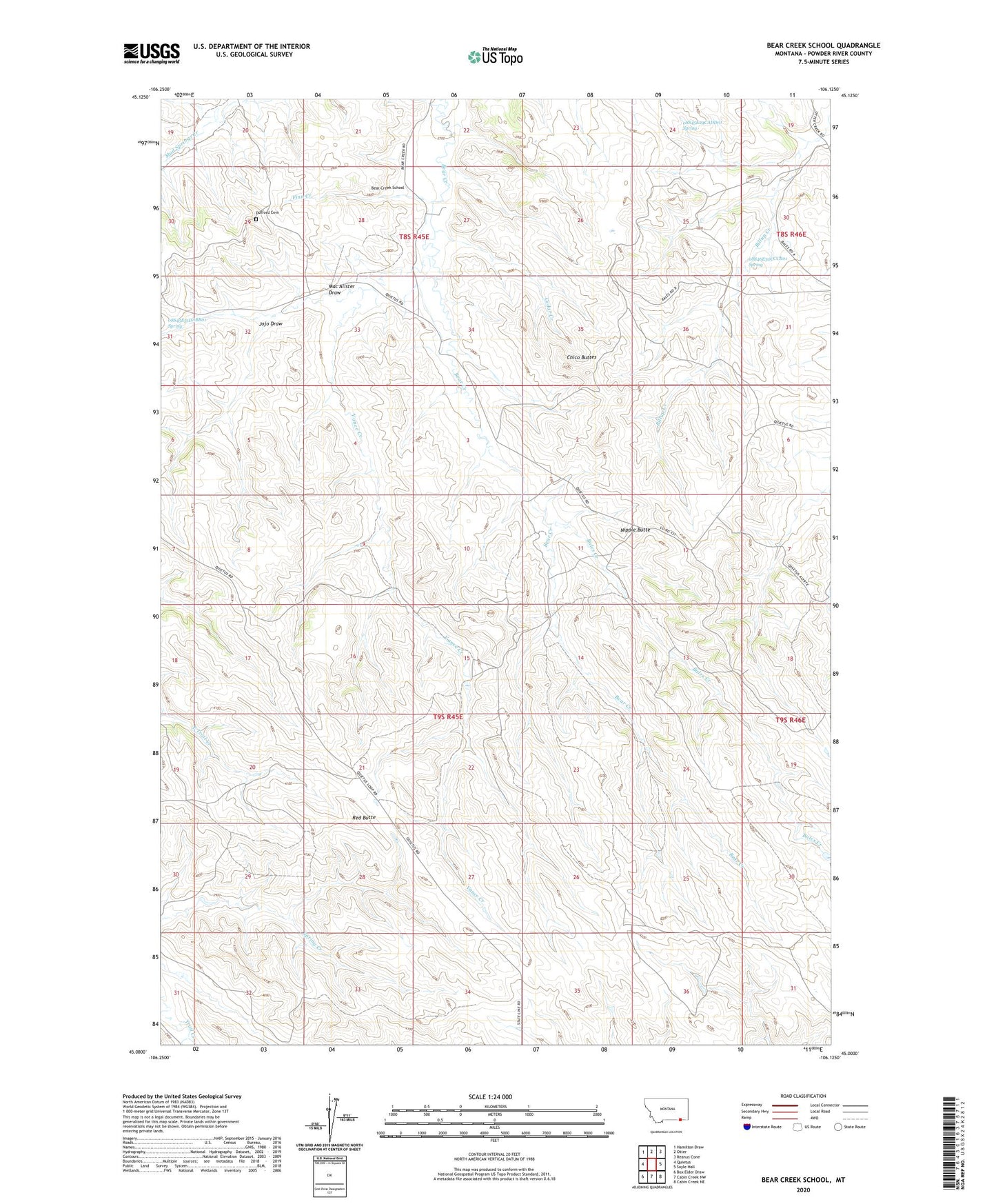 Bear Creek School Montana US Topo Map Image