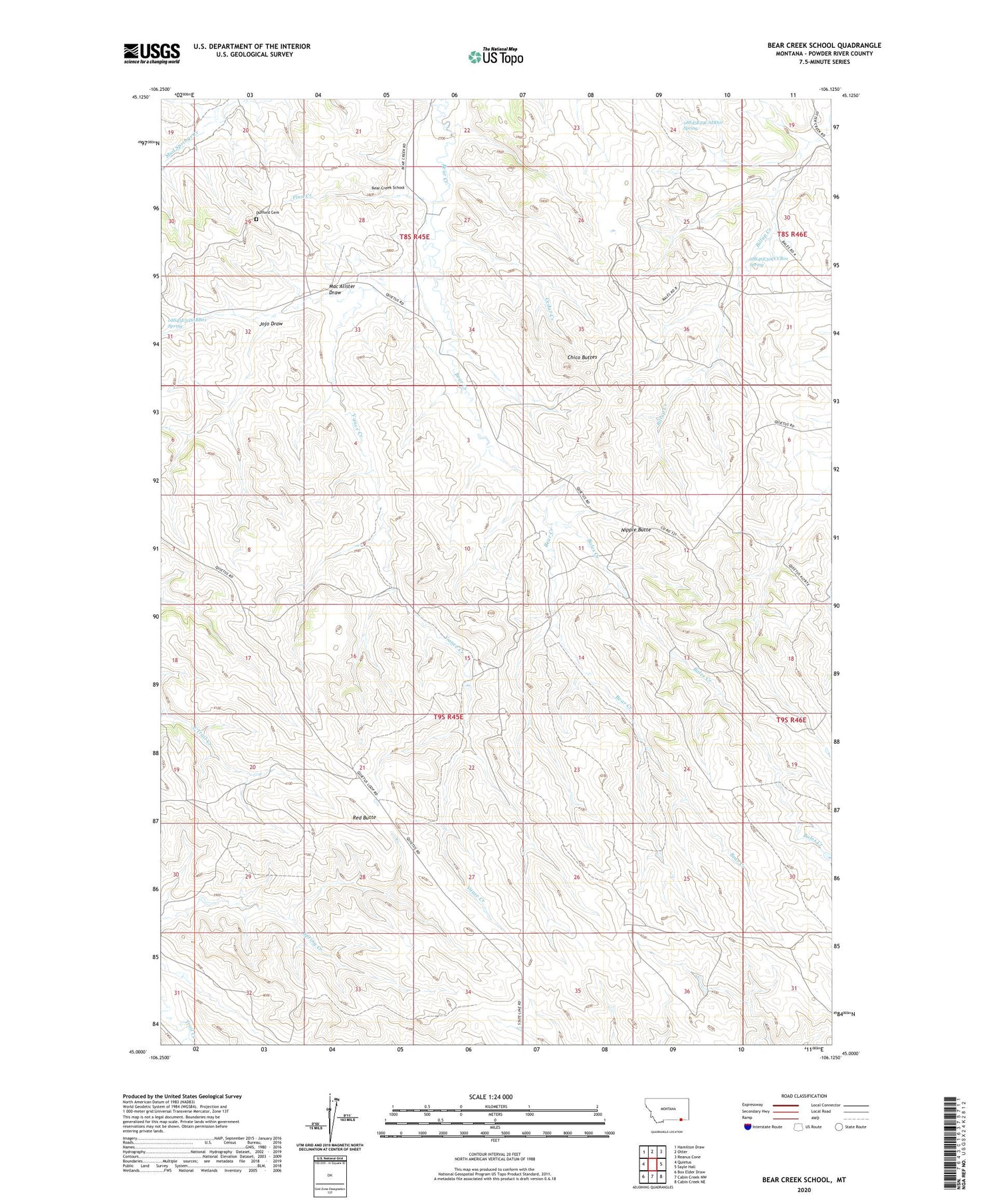 Bear Creek School Montana US Topo Map Image