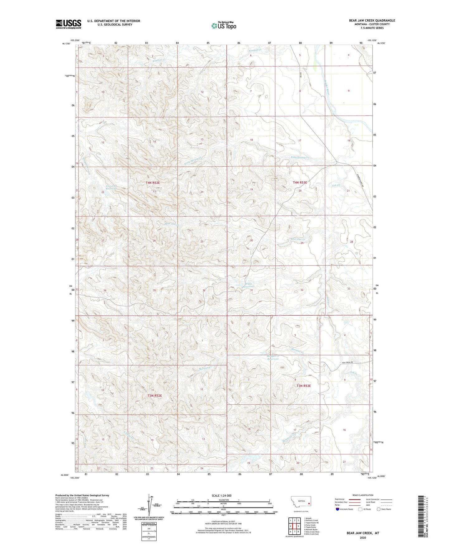 Bear Jaw Creek Montana US Topo Map Image
