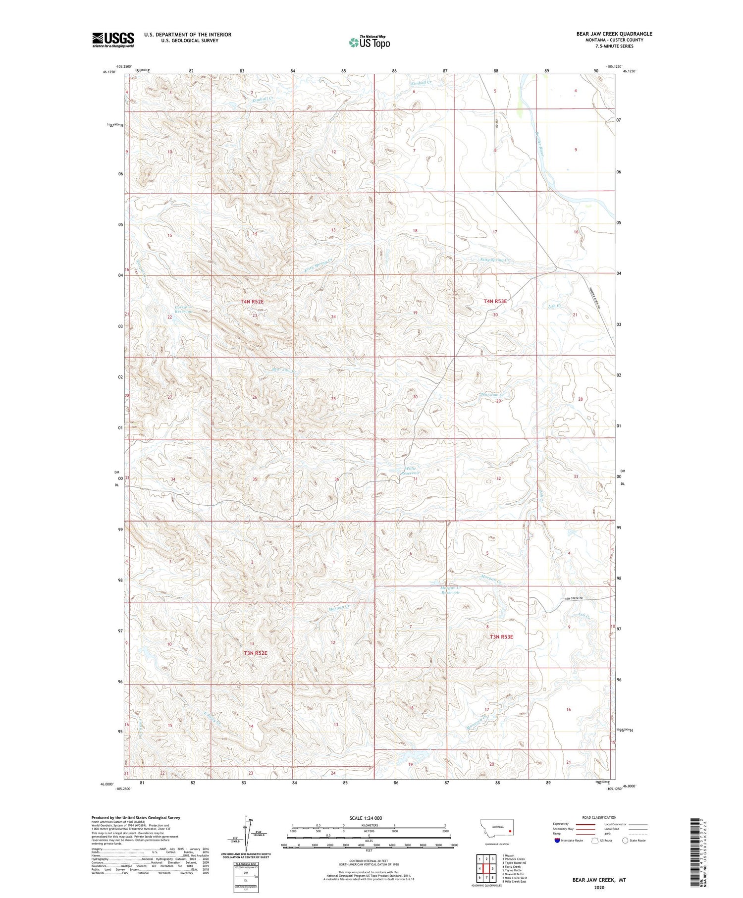 Bear Jaw Creek Montana US Topo Map Image