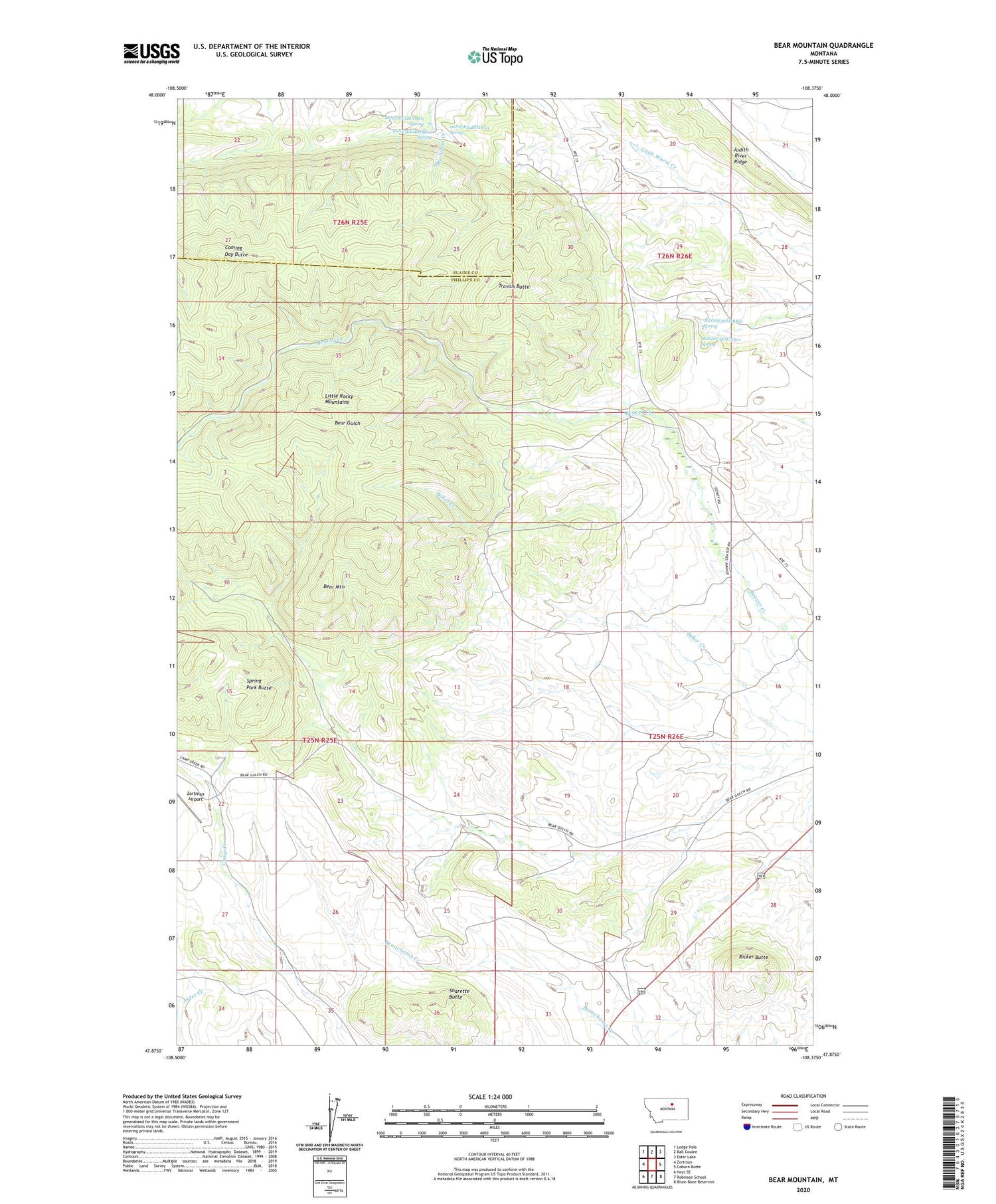 Bear Mountain Montana US Topo Map Image