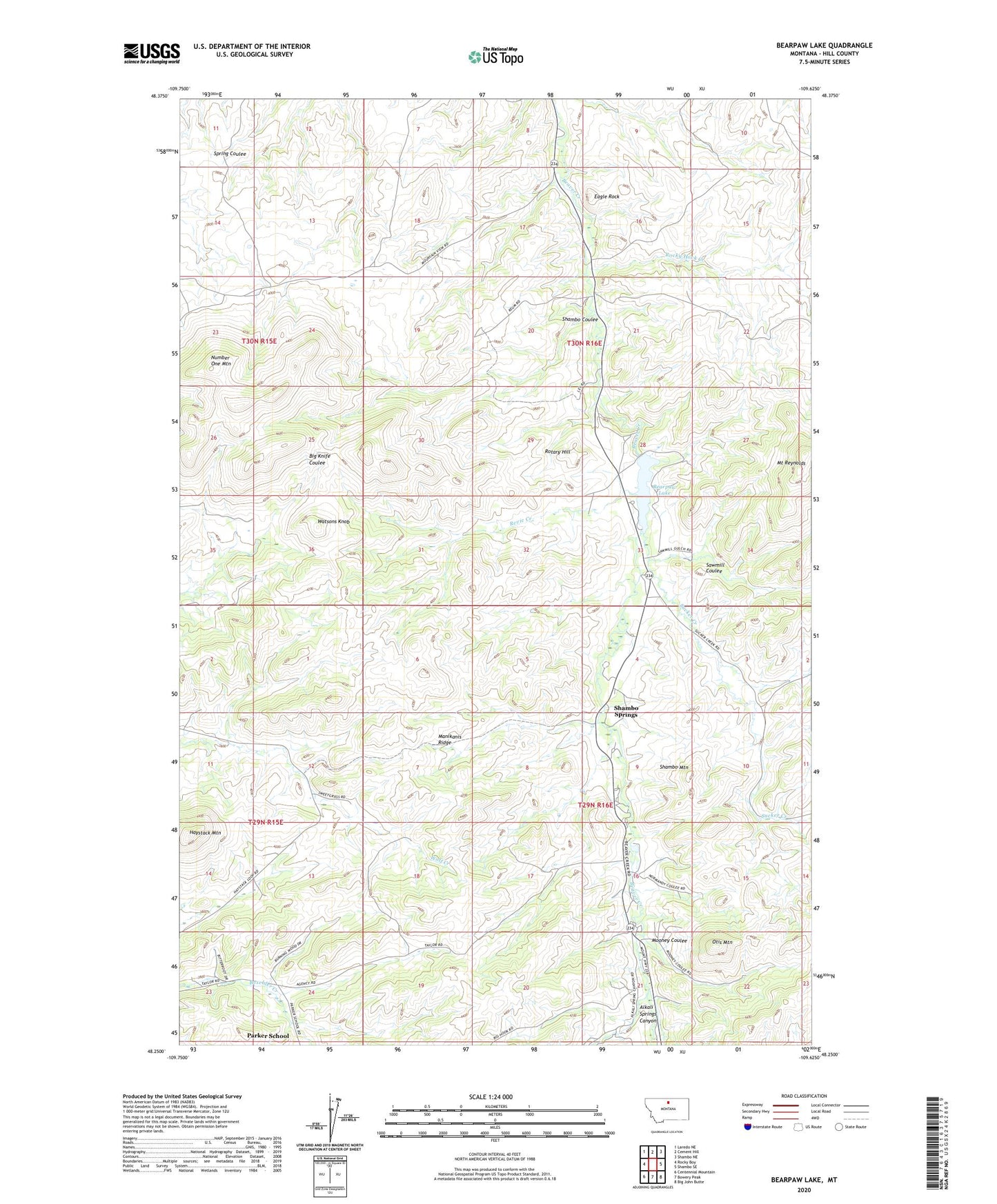 Bearpaw Lake Montana US Topo Map Image