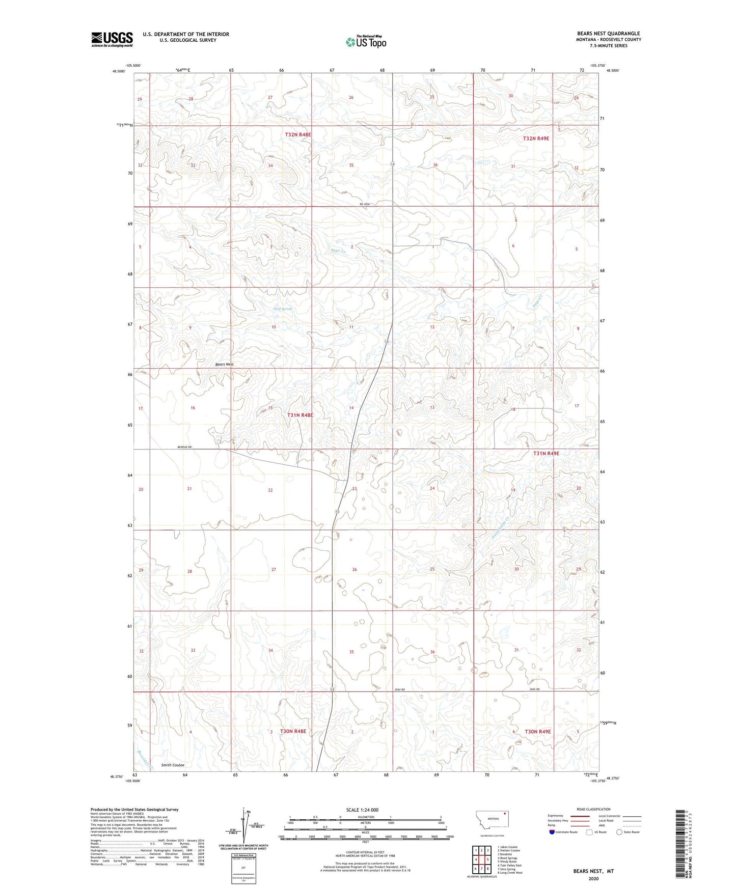 Bears Nest Montana US Topo Map Image