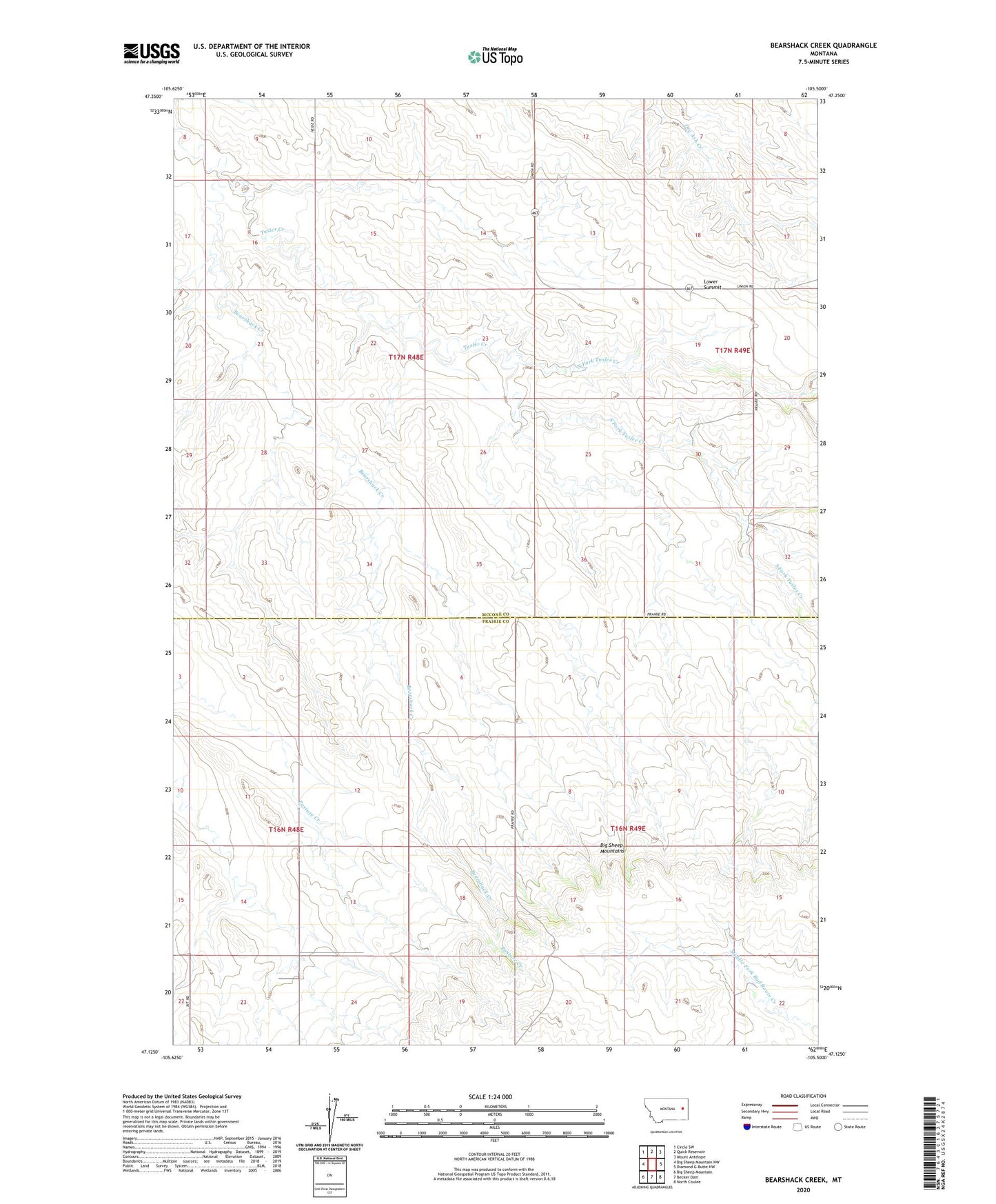 Bearshack Creek Montana US Topo Map Image