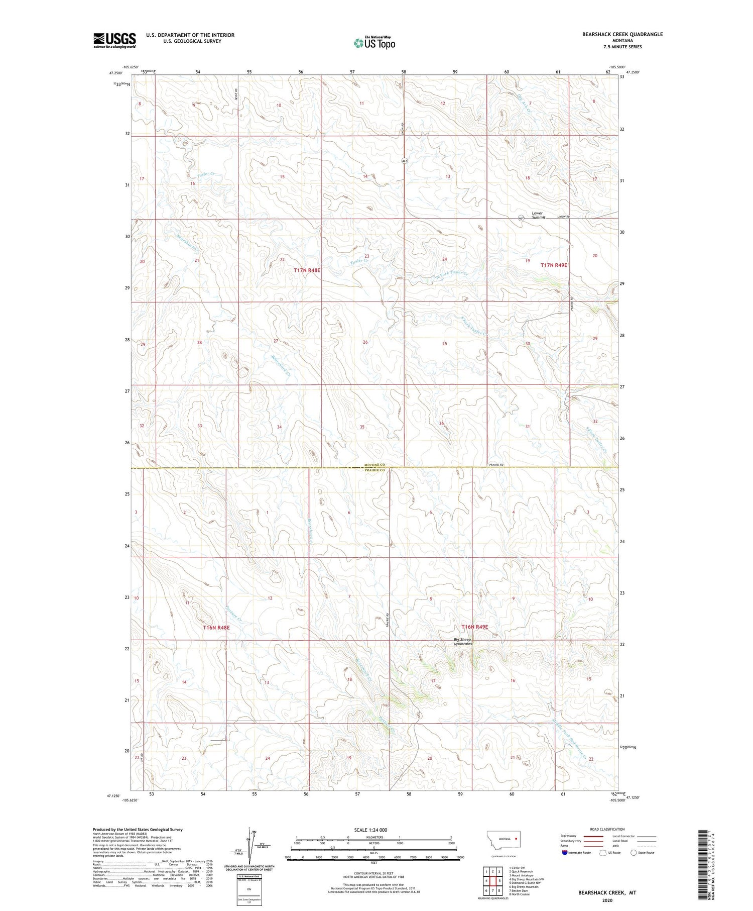 Bearshack Creek Montana US Topo Map Image