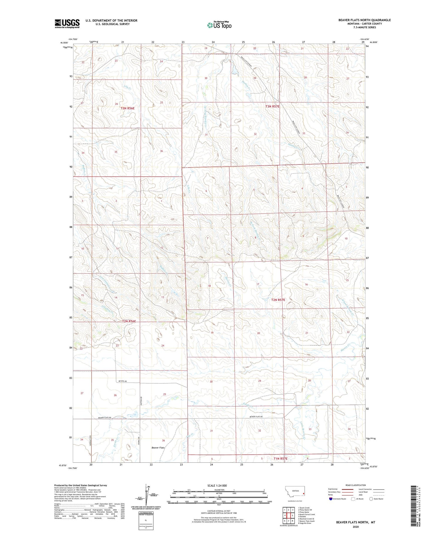 Beaver Flats North Montana US Topo Map Image