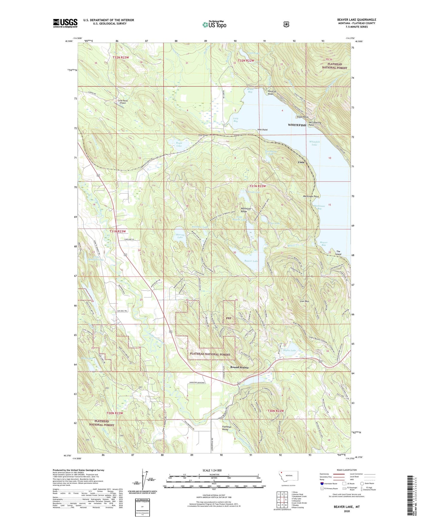 Beaver Lake Montana US Topo Map Image
