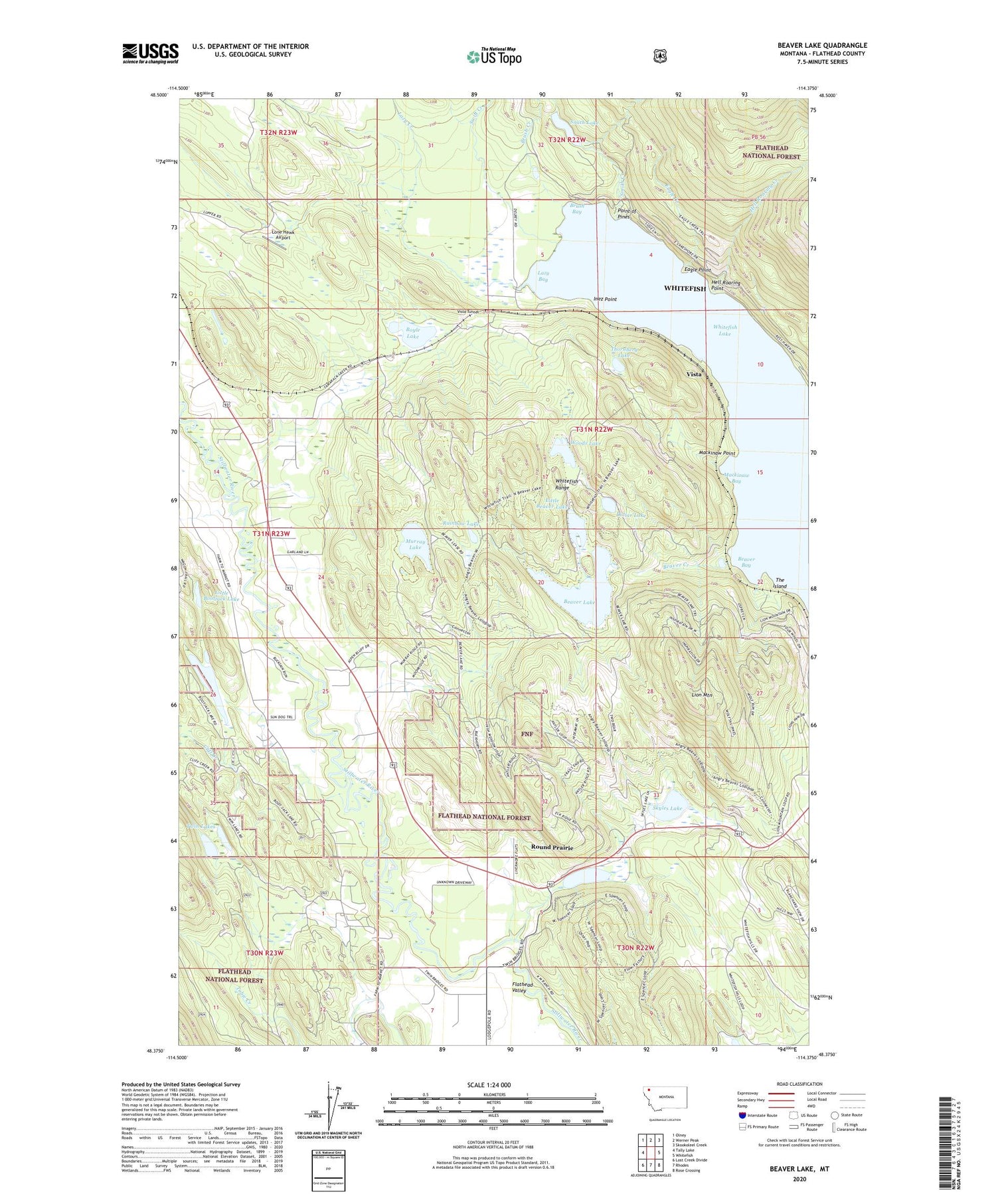 Beaver Lake Montana US Topo Map Image