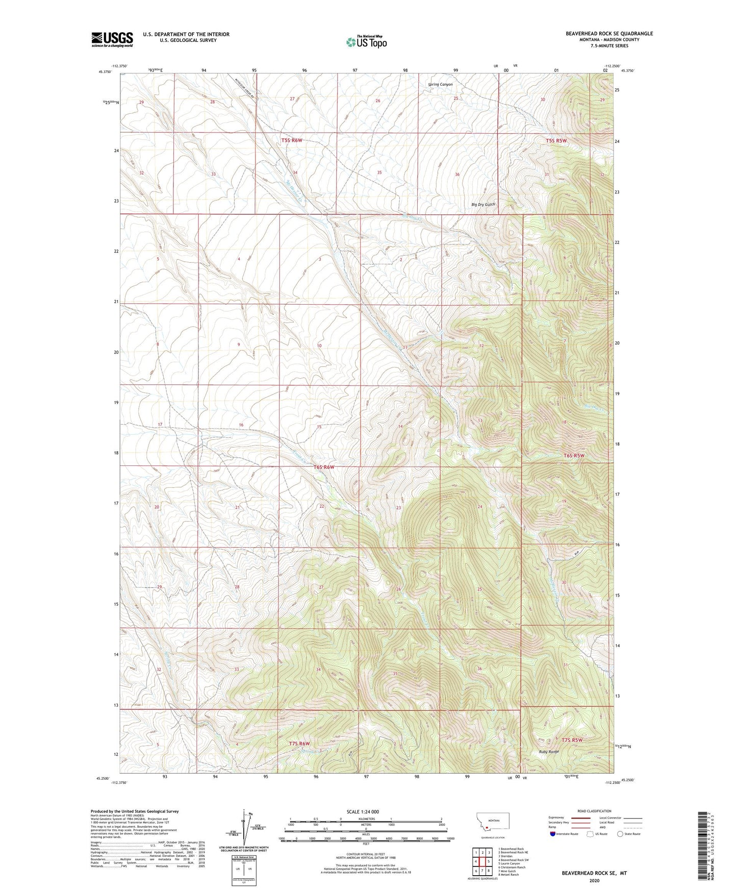 Beaverhead Rock SE Montana US Topo Map Image