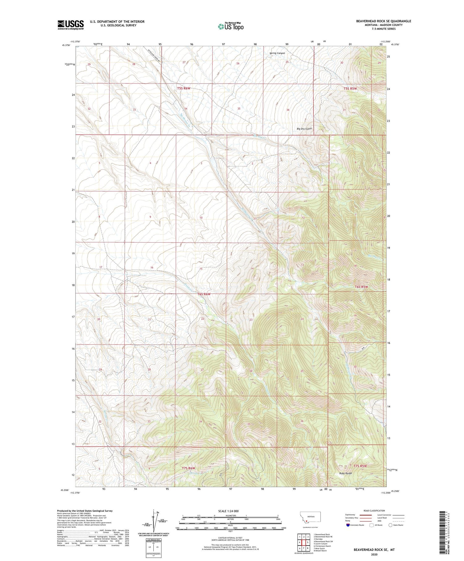 Beaverhead Rock SE Montana US Topo Map Image