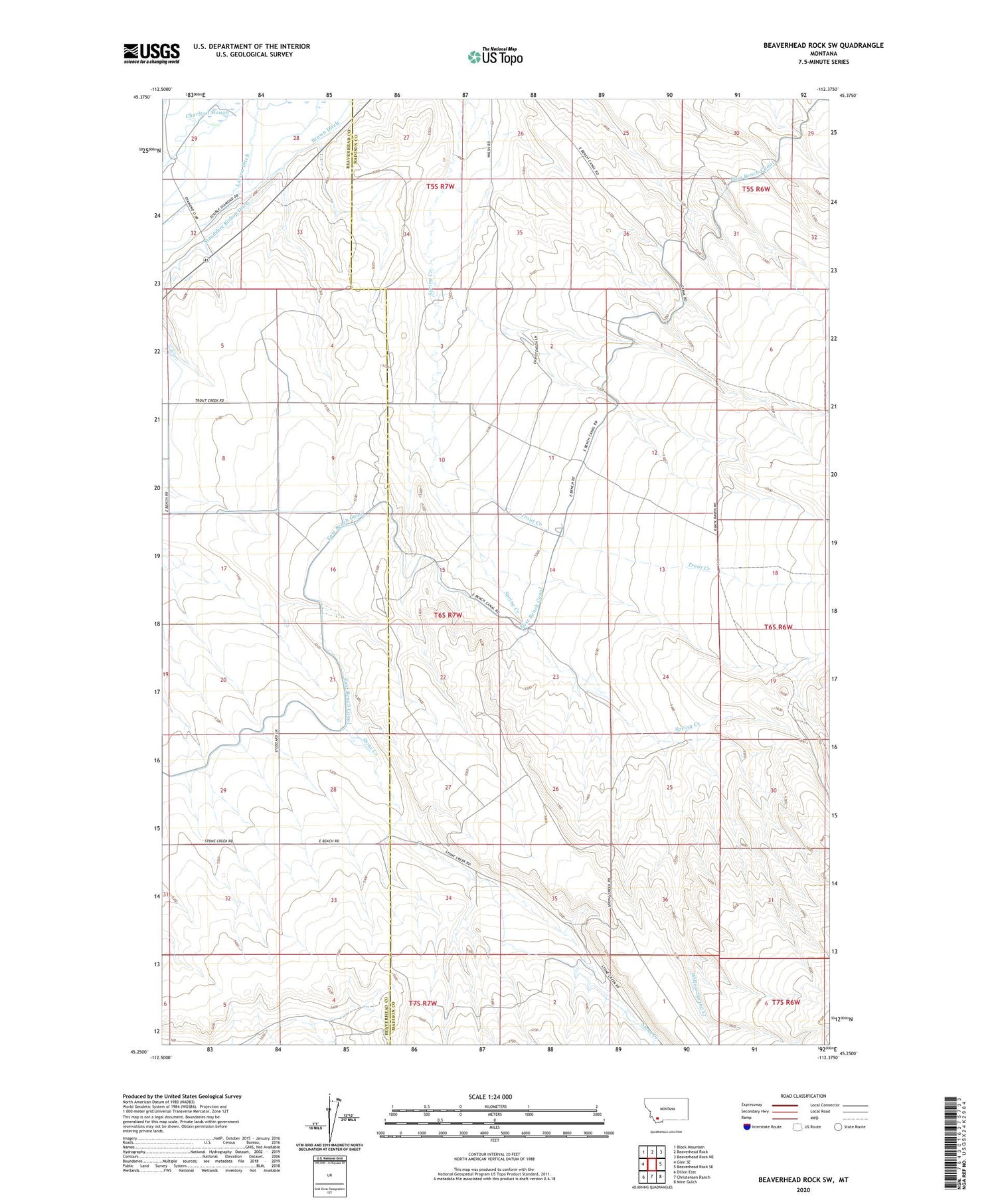 Beaverhead Rock SW Montana US Topo Map Image