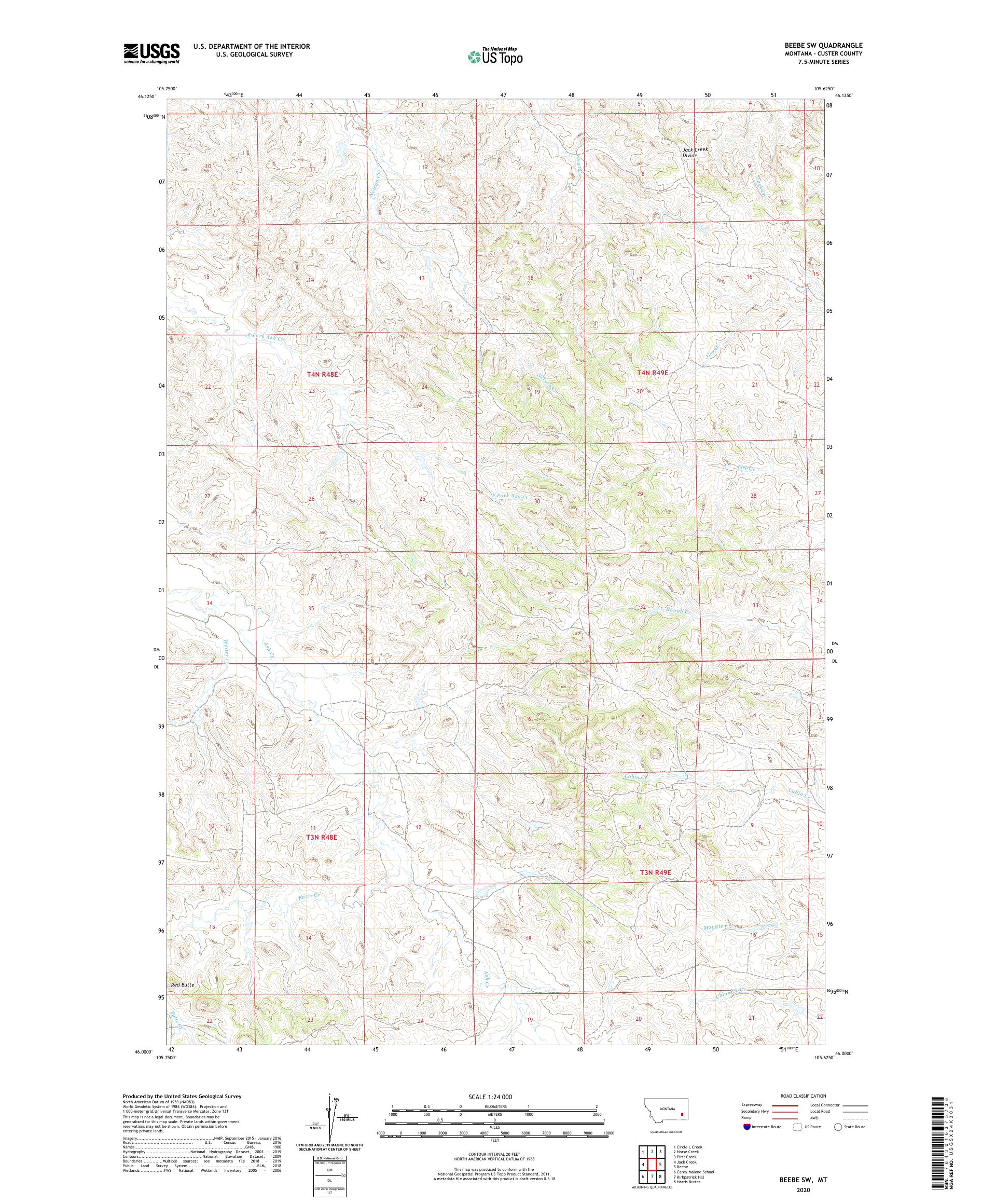 Beebe SW Montana US Topo Map – MyTopo Map Store