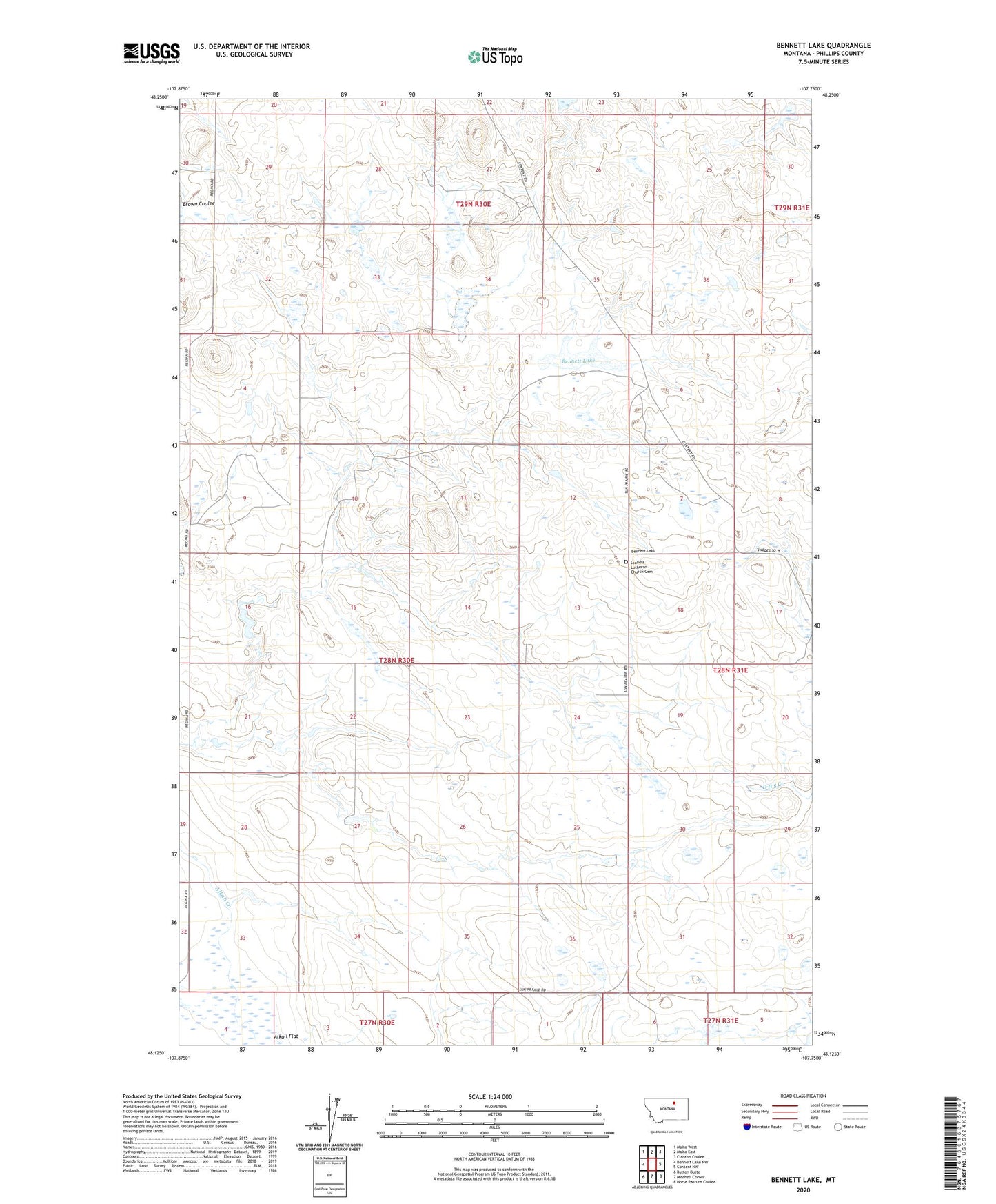 Bennett Lake Montana US Topo Map Image
