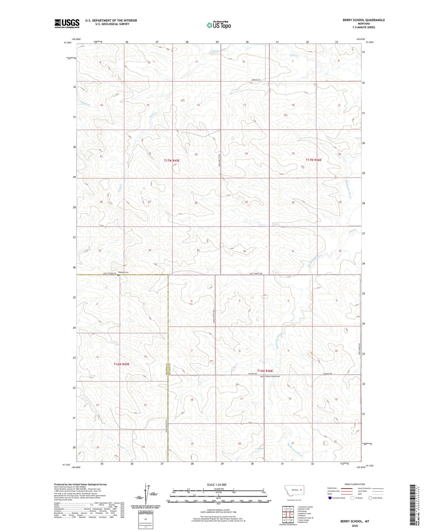 Berry School Montana US Topo Map Image