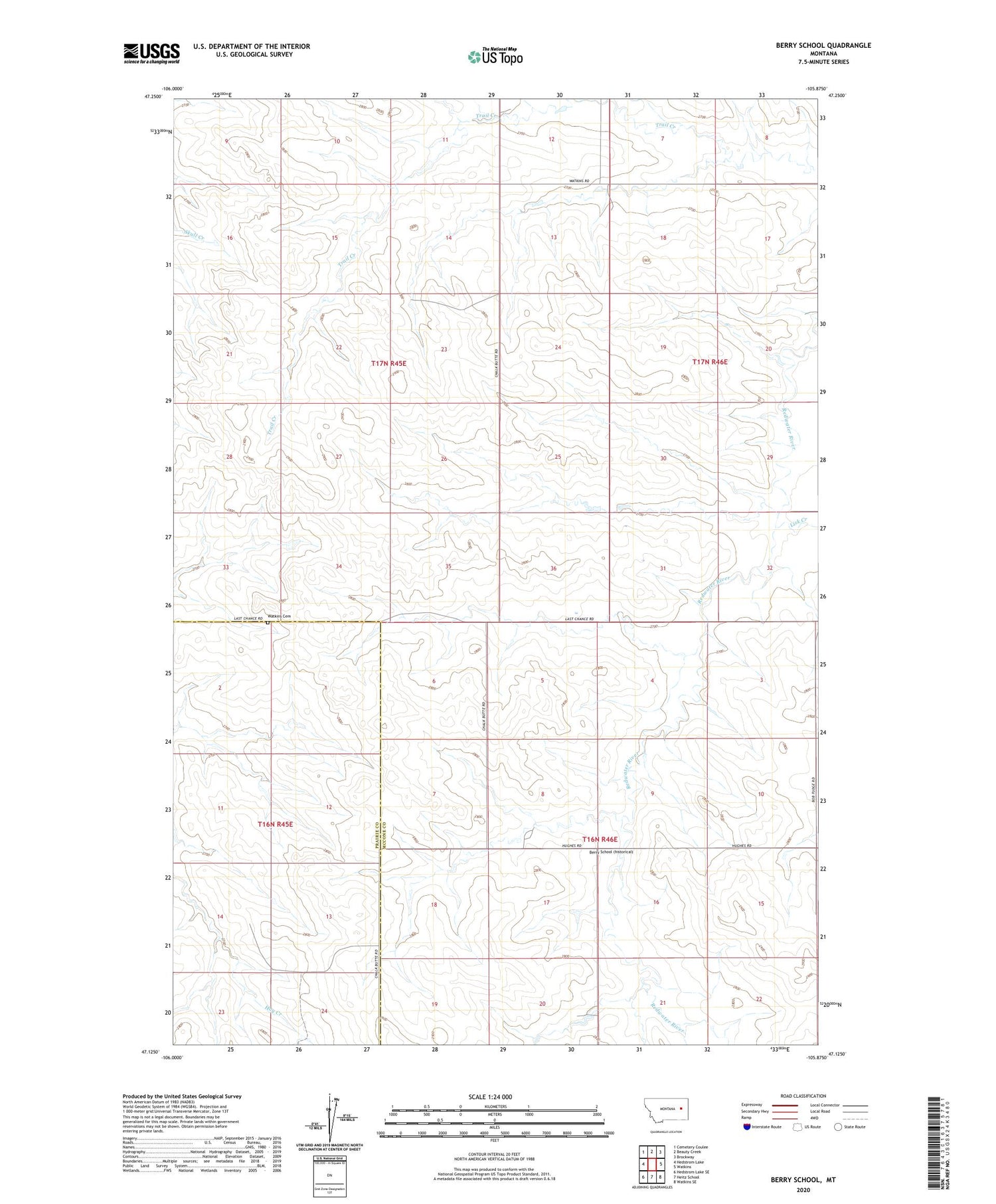Berry School Montana US Topo Map Image