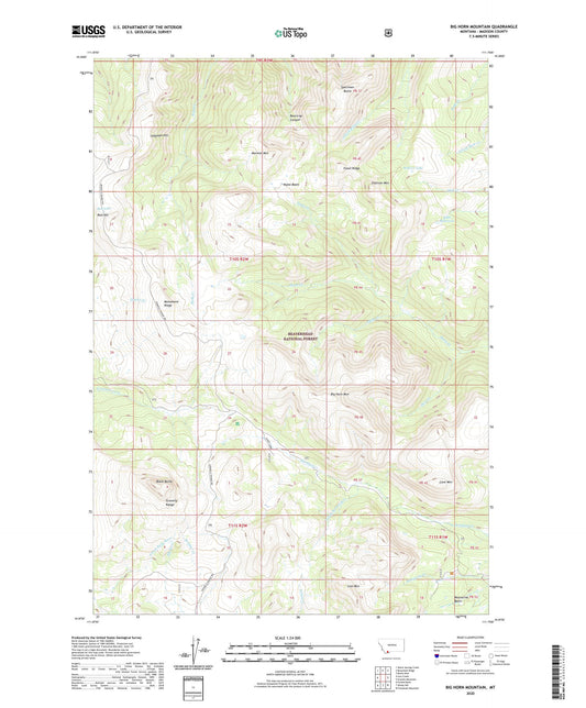 Big Horn Mountain Montana US Topo Map Image