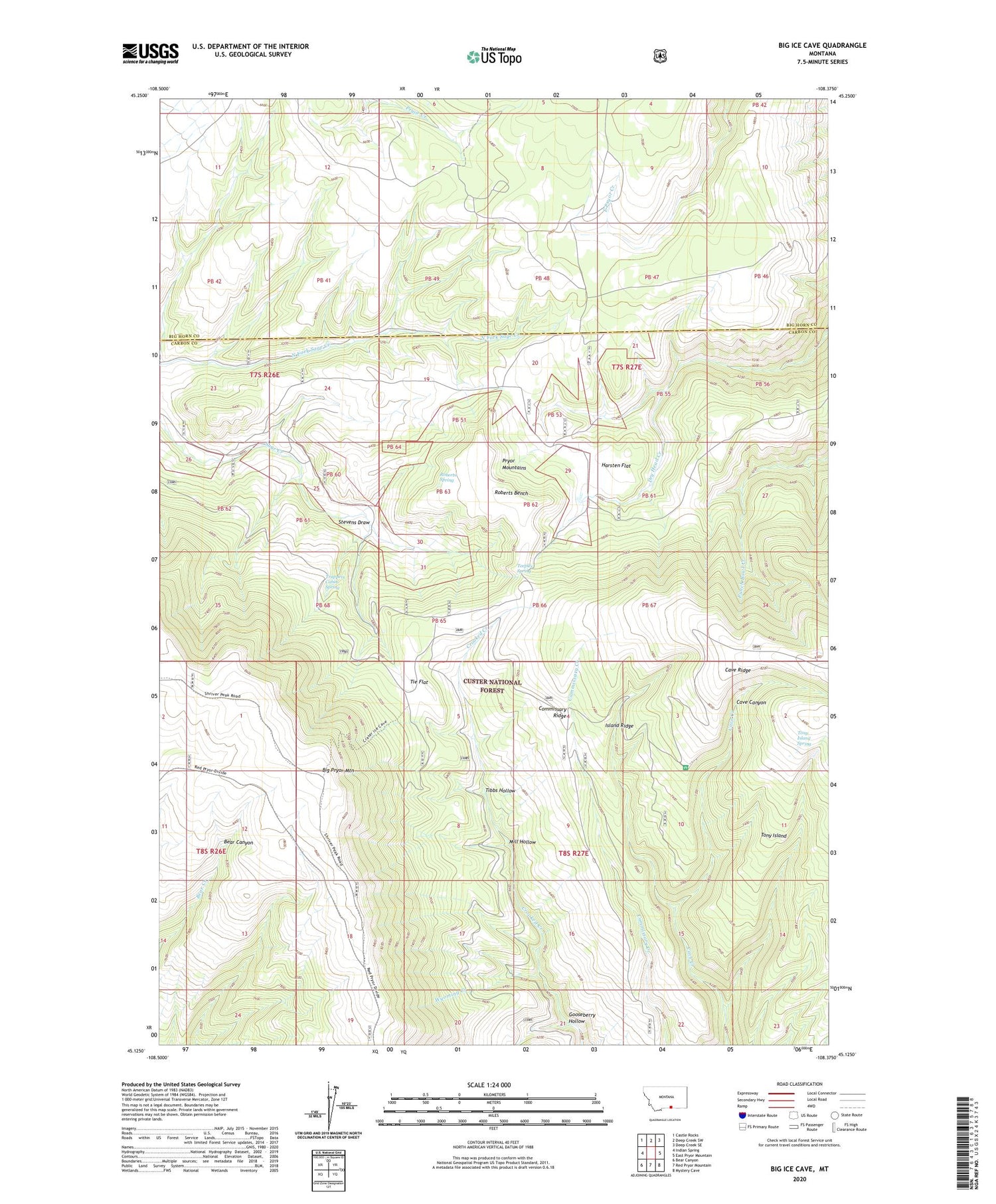 Big Ice Cave Montana US Topo Map Image