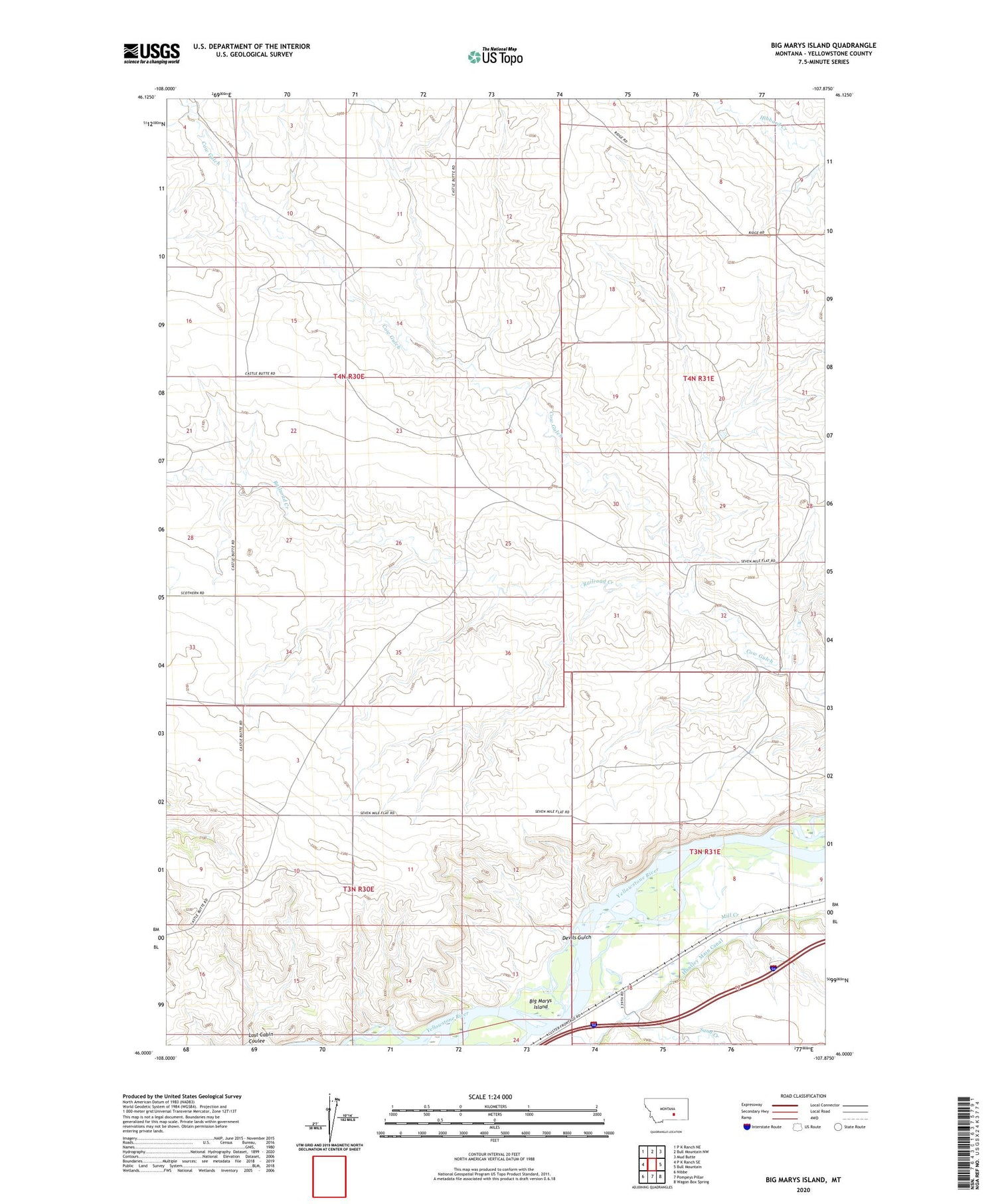 Big Marys Island Montana US Topo Map Image