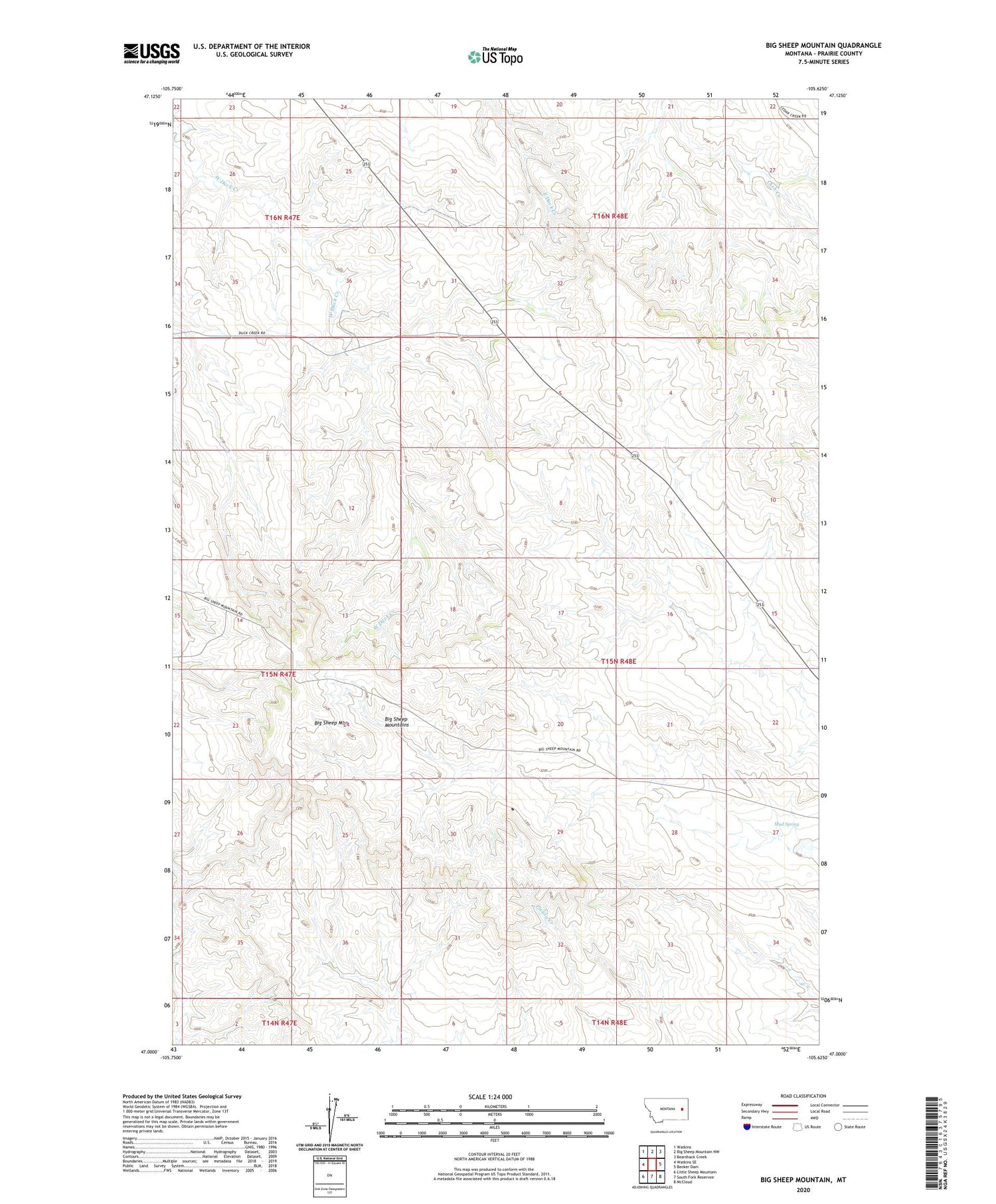 Big Sheep Mountain Montana US Topo Map Image