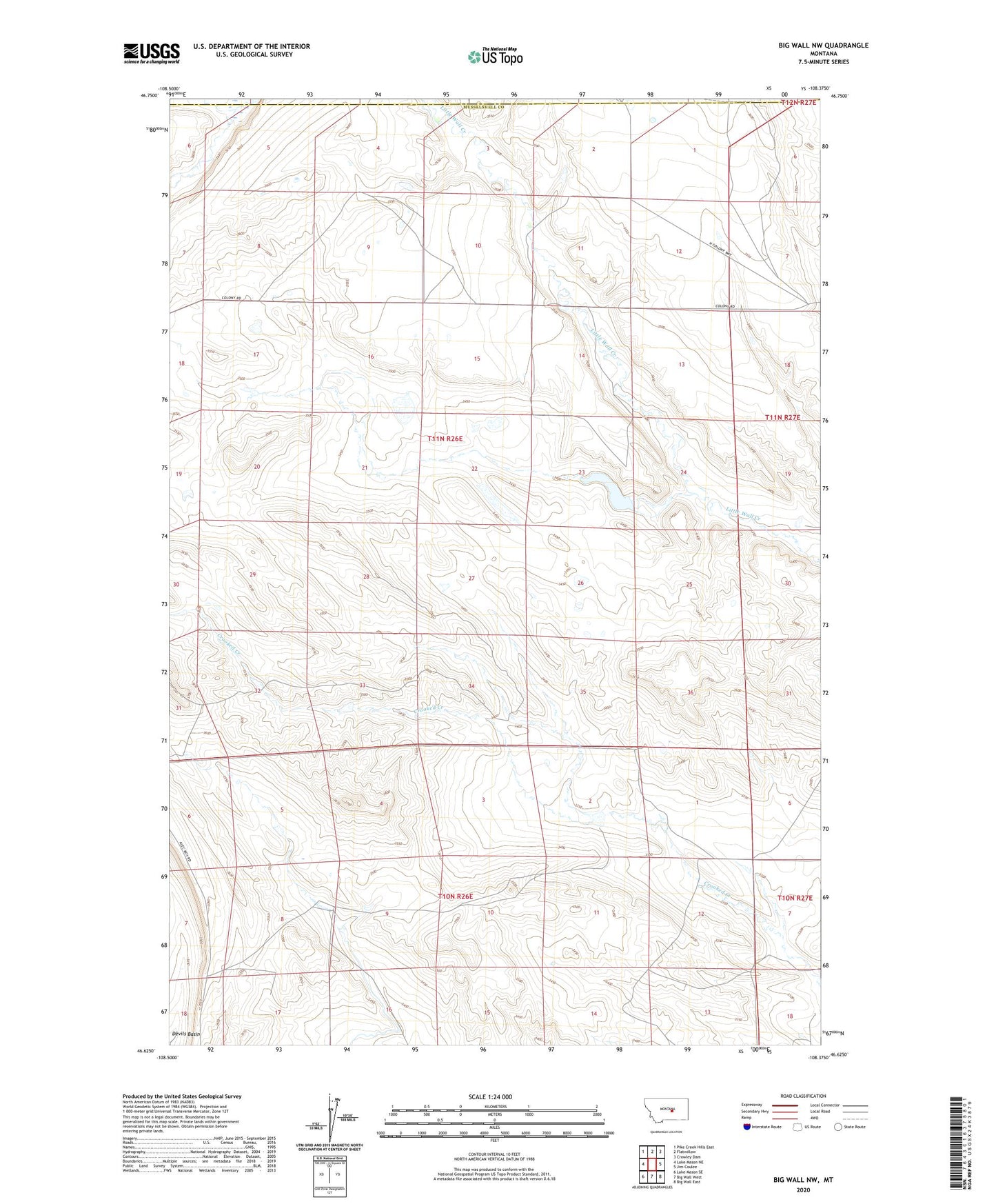 Big Wall NW Montana US Topo Map Image