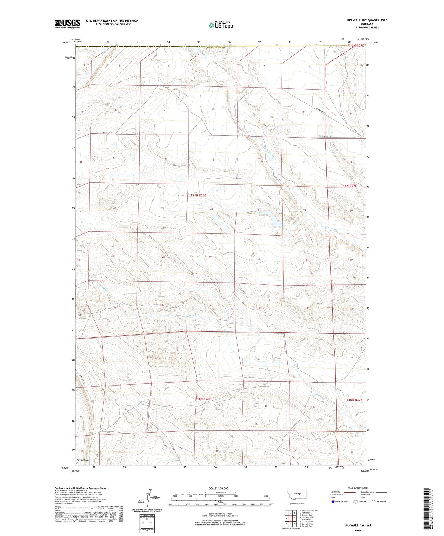 Big Wall NW Montana US Topo Map Image