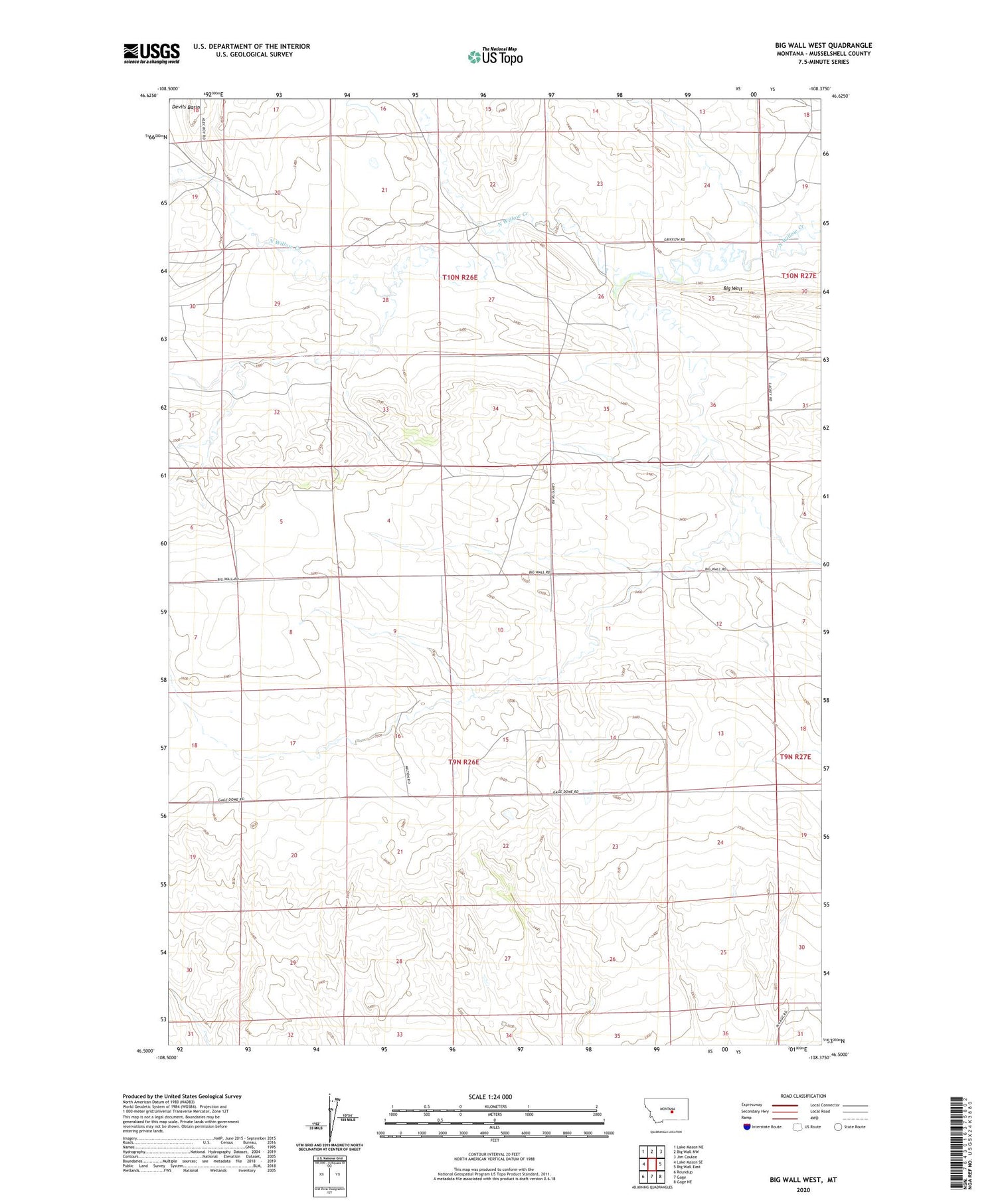 Big Wall West Montana US Topo Map Image