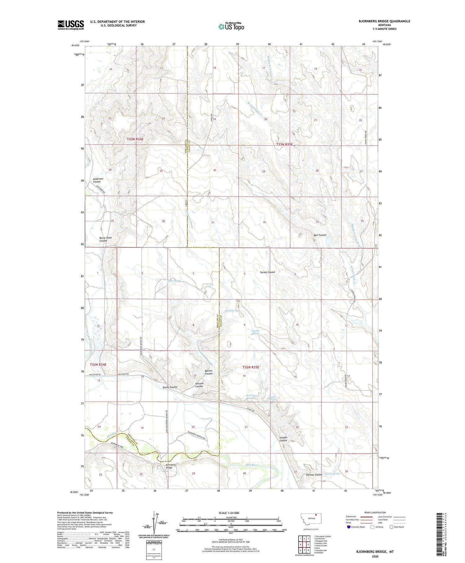 Bjornberg Bridge Montana US Topo Map Image