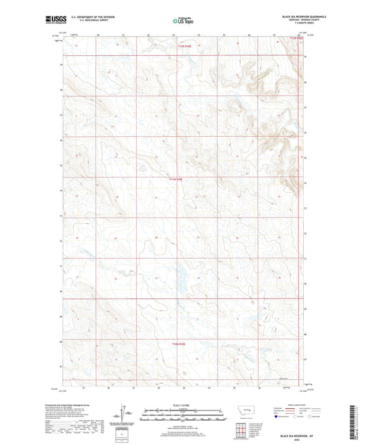 Black Sea Reservoir Montana US Topo Map Image