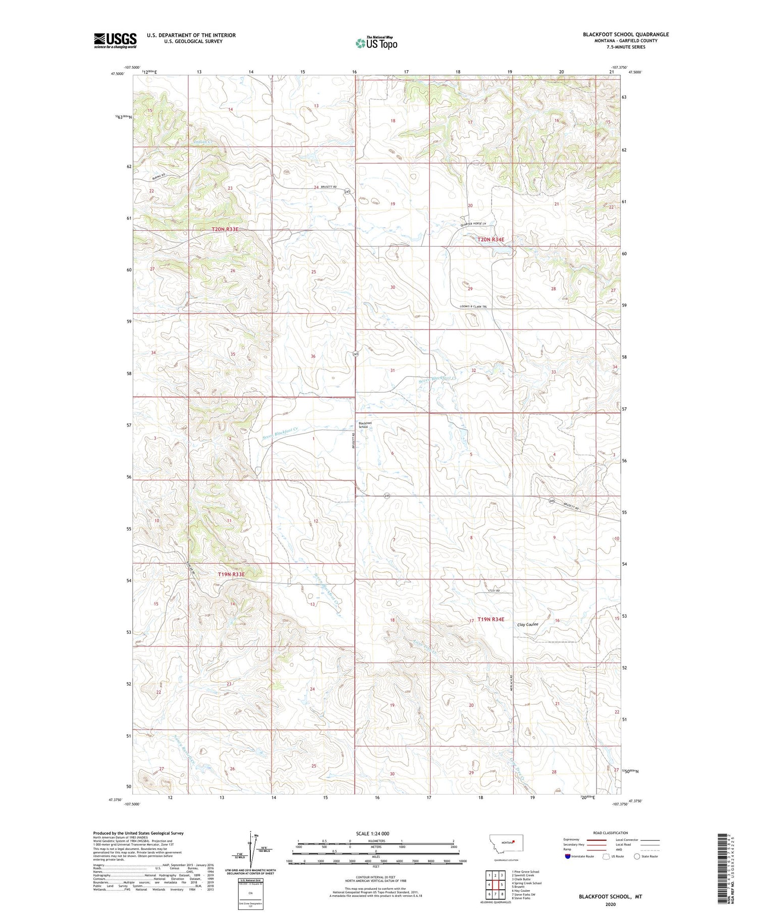 Blackfoot School Montana US Topo Map Image