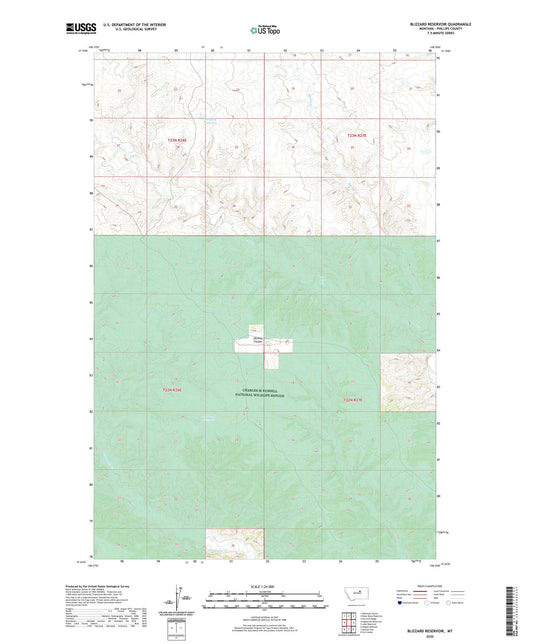 Blizzard Reservoir Montana US Topo Map Image