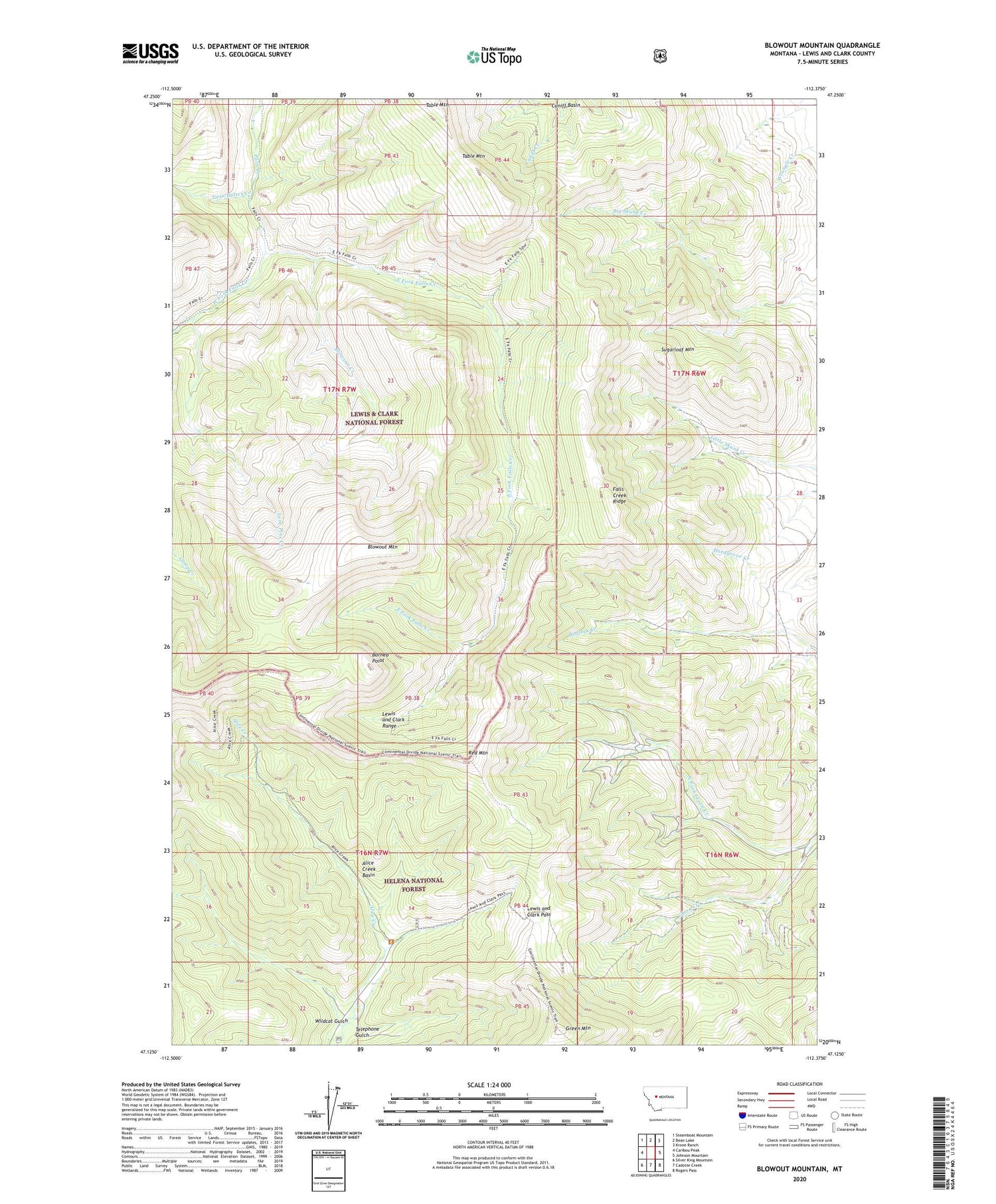 Blowout Mountain Montana US Topo Map Image