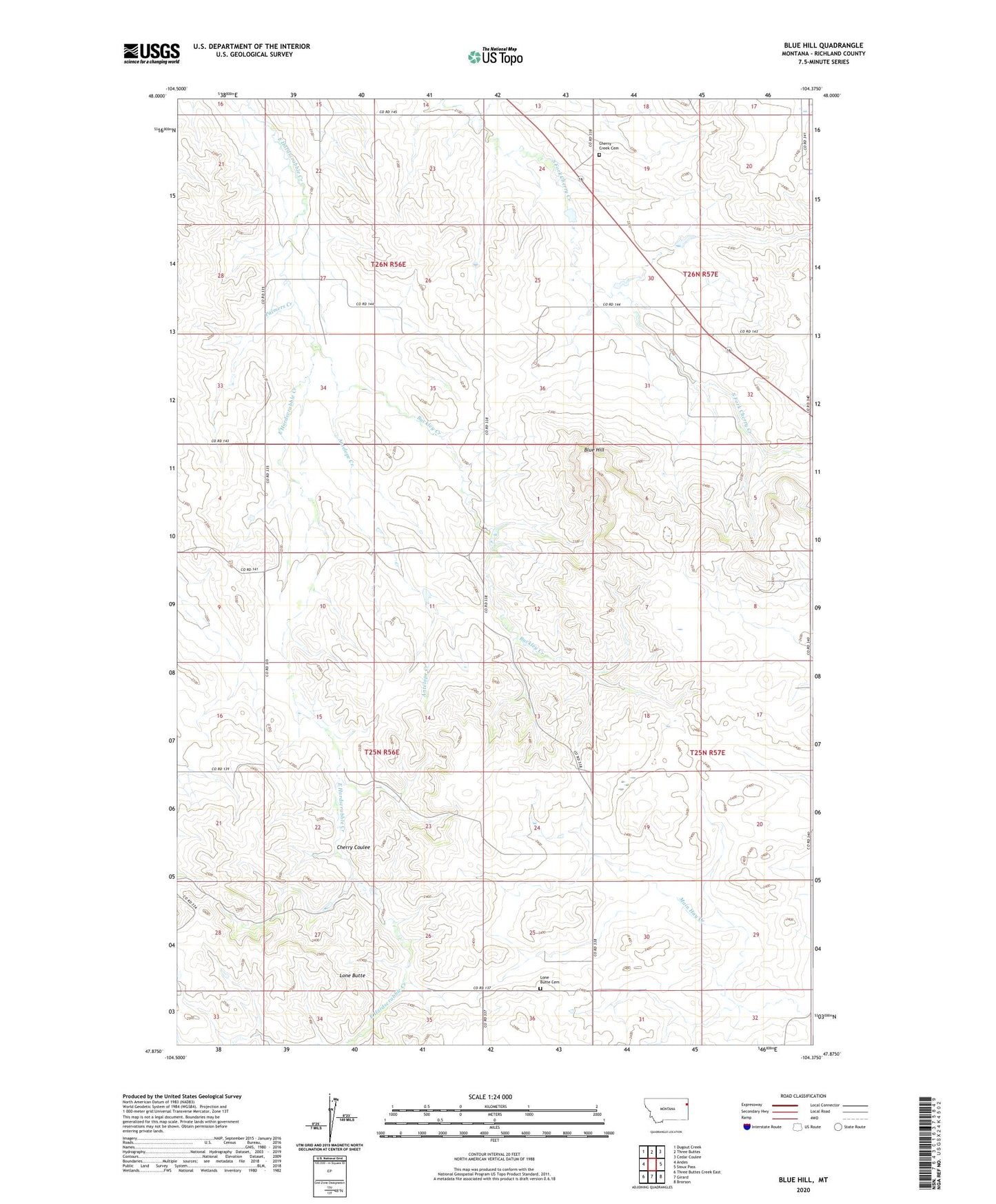 Blue Hill Montana US Topo Map Image