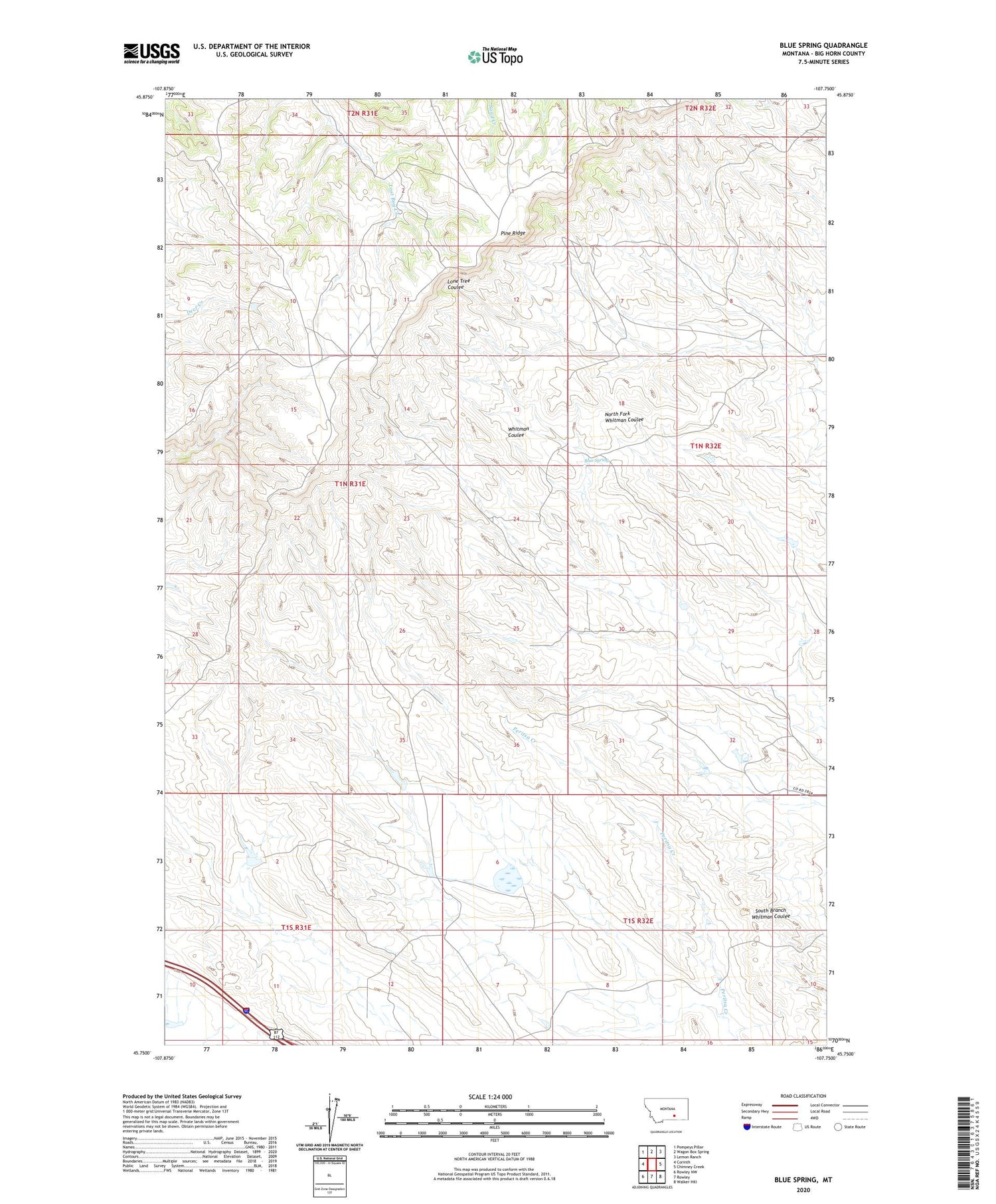 Blue Spring Montana US Topo Map Image
