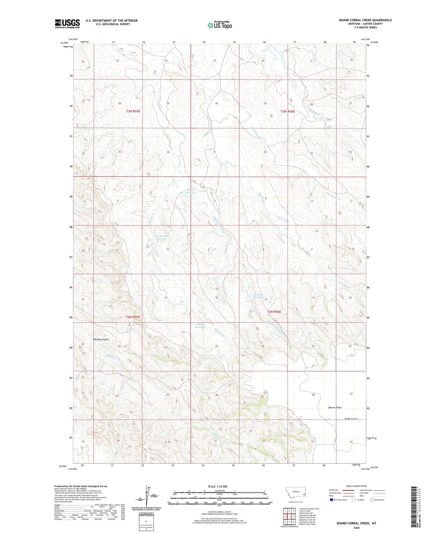 Board Corral Creek Montana US Topo Map Image