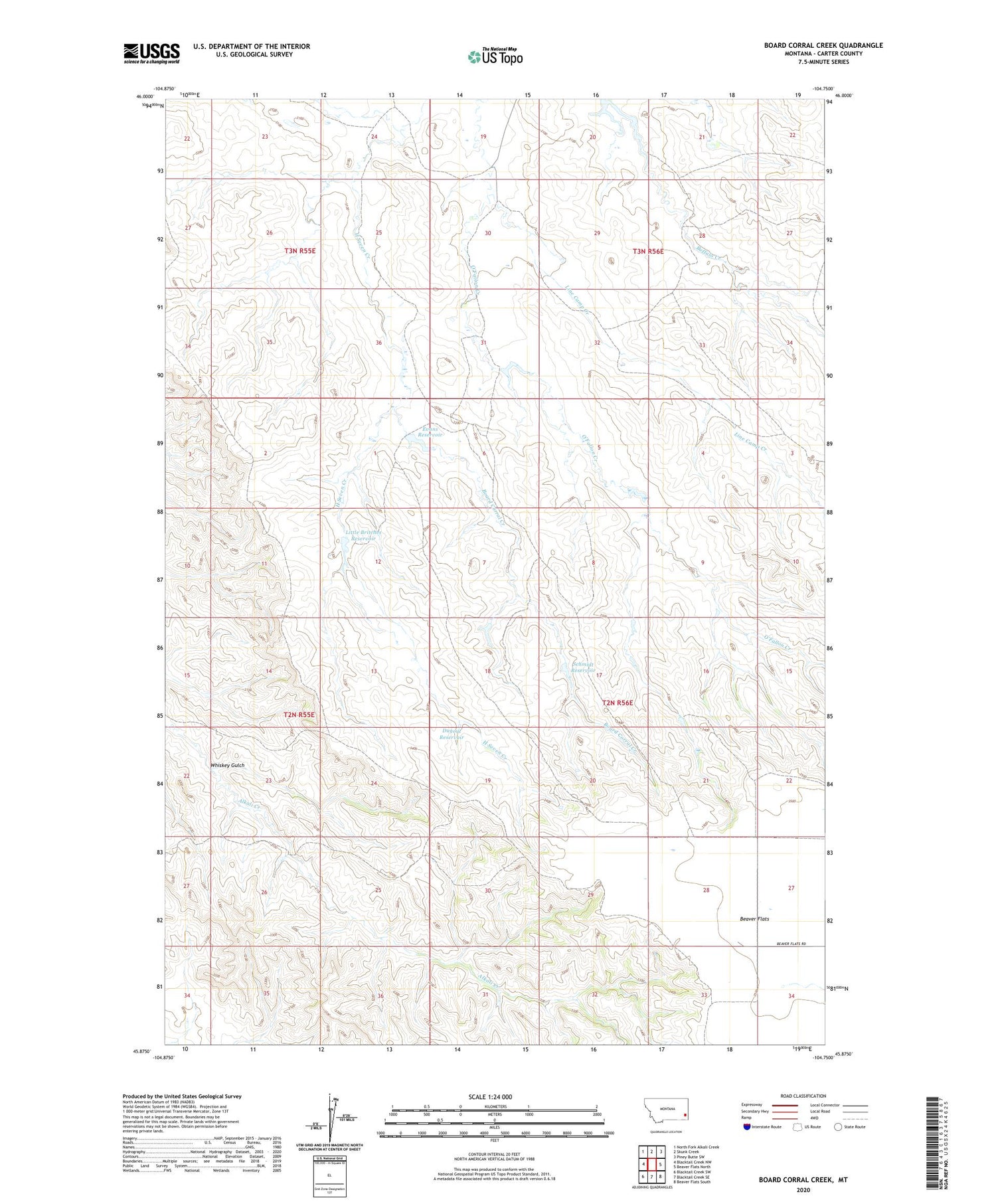 Board Corral Creek Montana US Topo Map Image