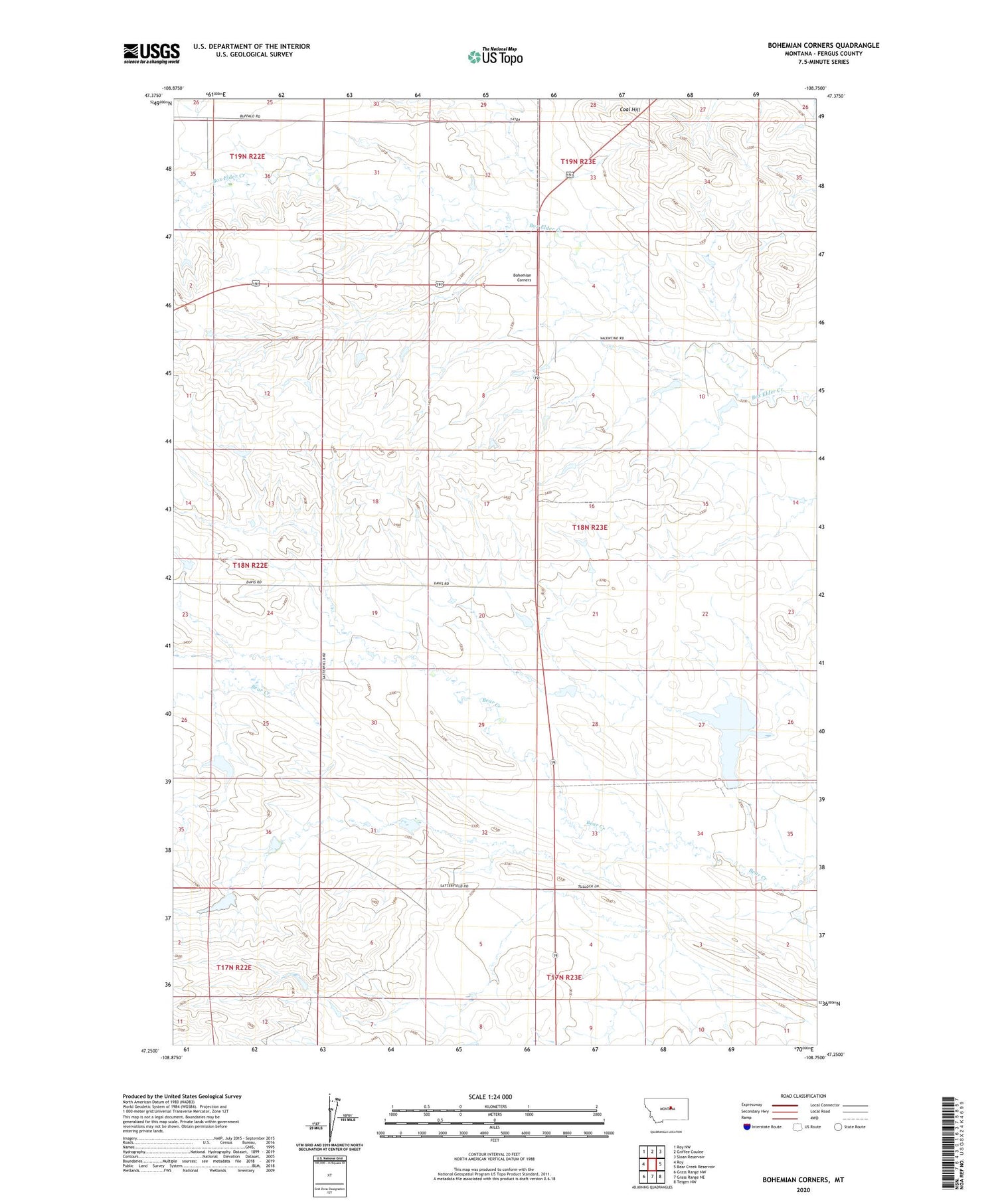 Bohemian Corners Montana US Topo Map Image