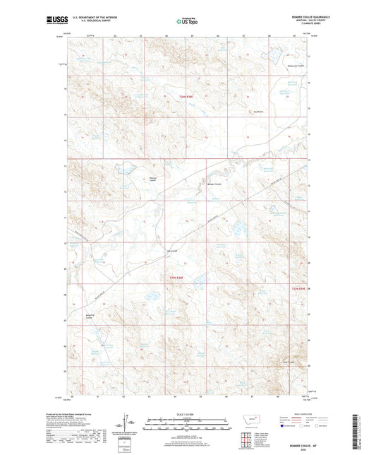 Bomber Coulee Montana US Topo Map Image