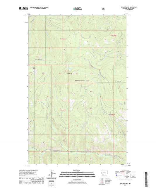 Boulder Lakes Montana US Topo Map Image