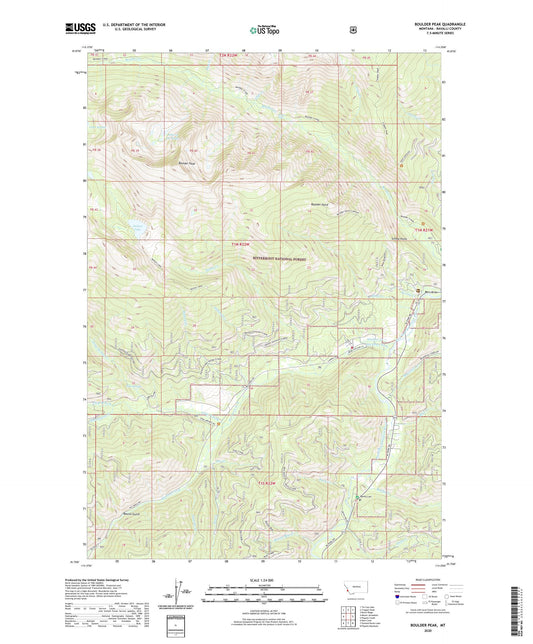 Boulder Peak Montana US Topo Map Image
