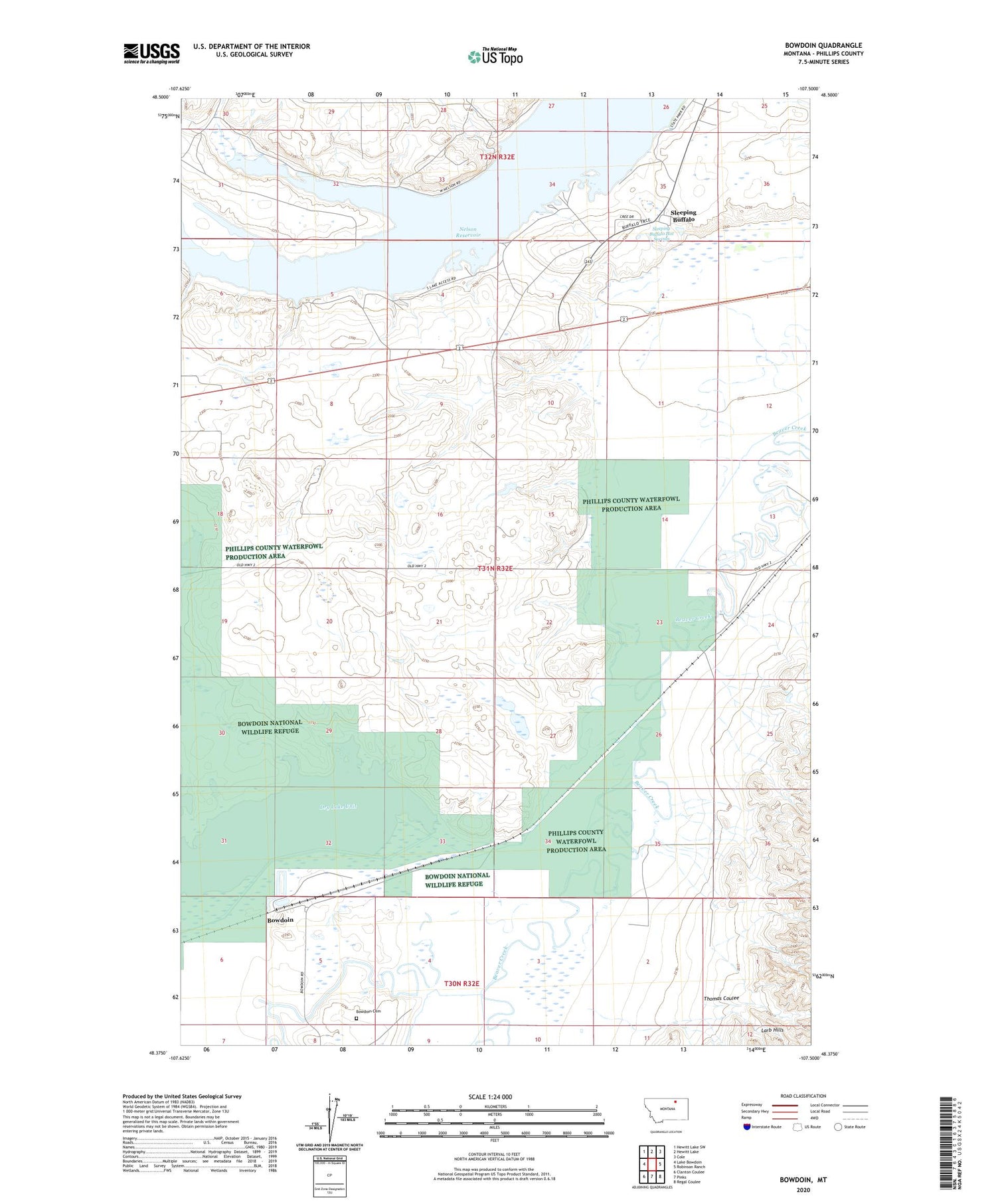 Bowdoin Montana US Topo Map Image