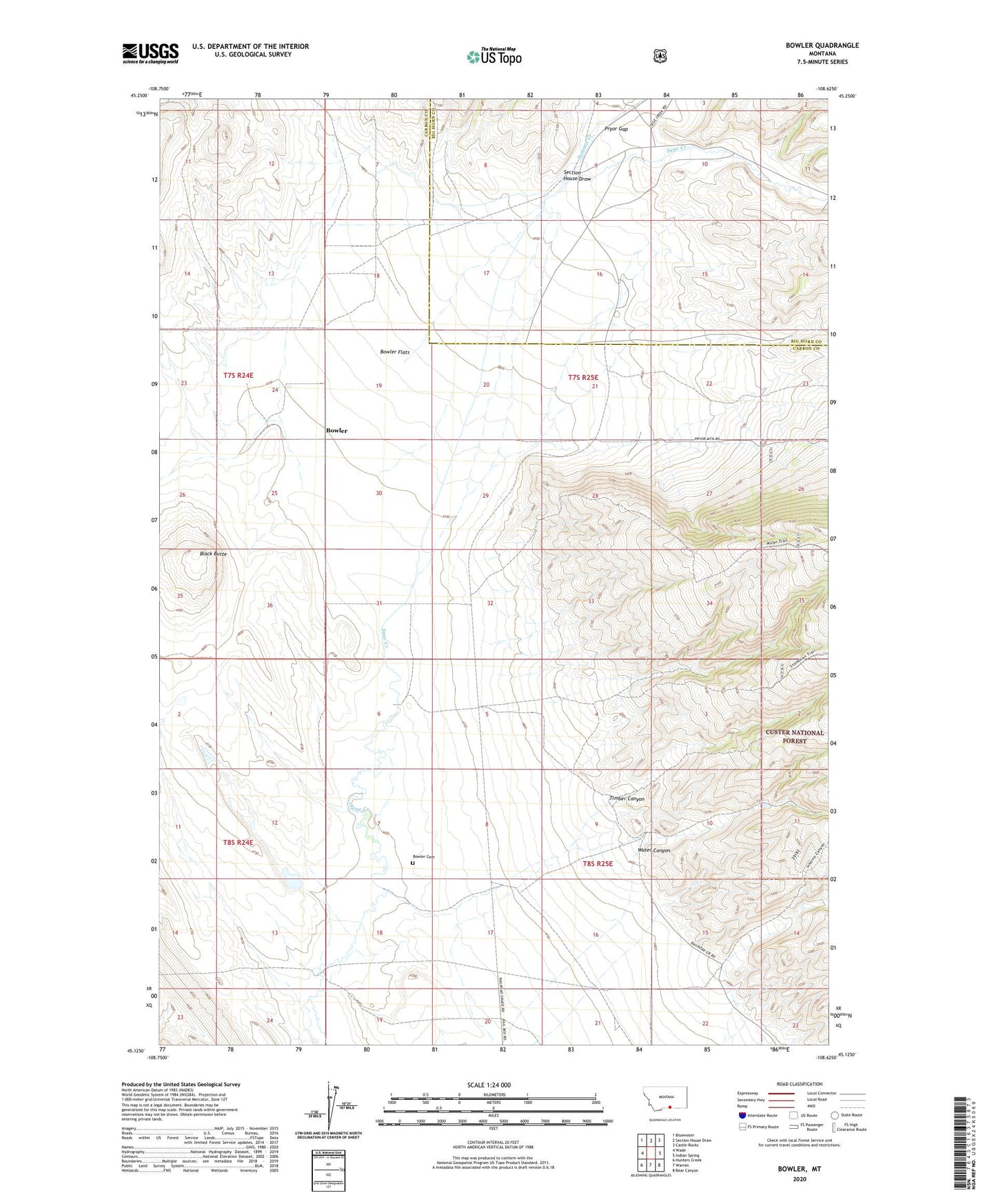 Bowler Montana US Topo Map Image