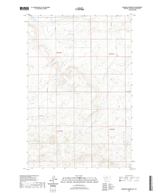 Bowmans Corners NW Montana US Topo Map Image