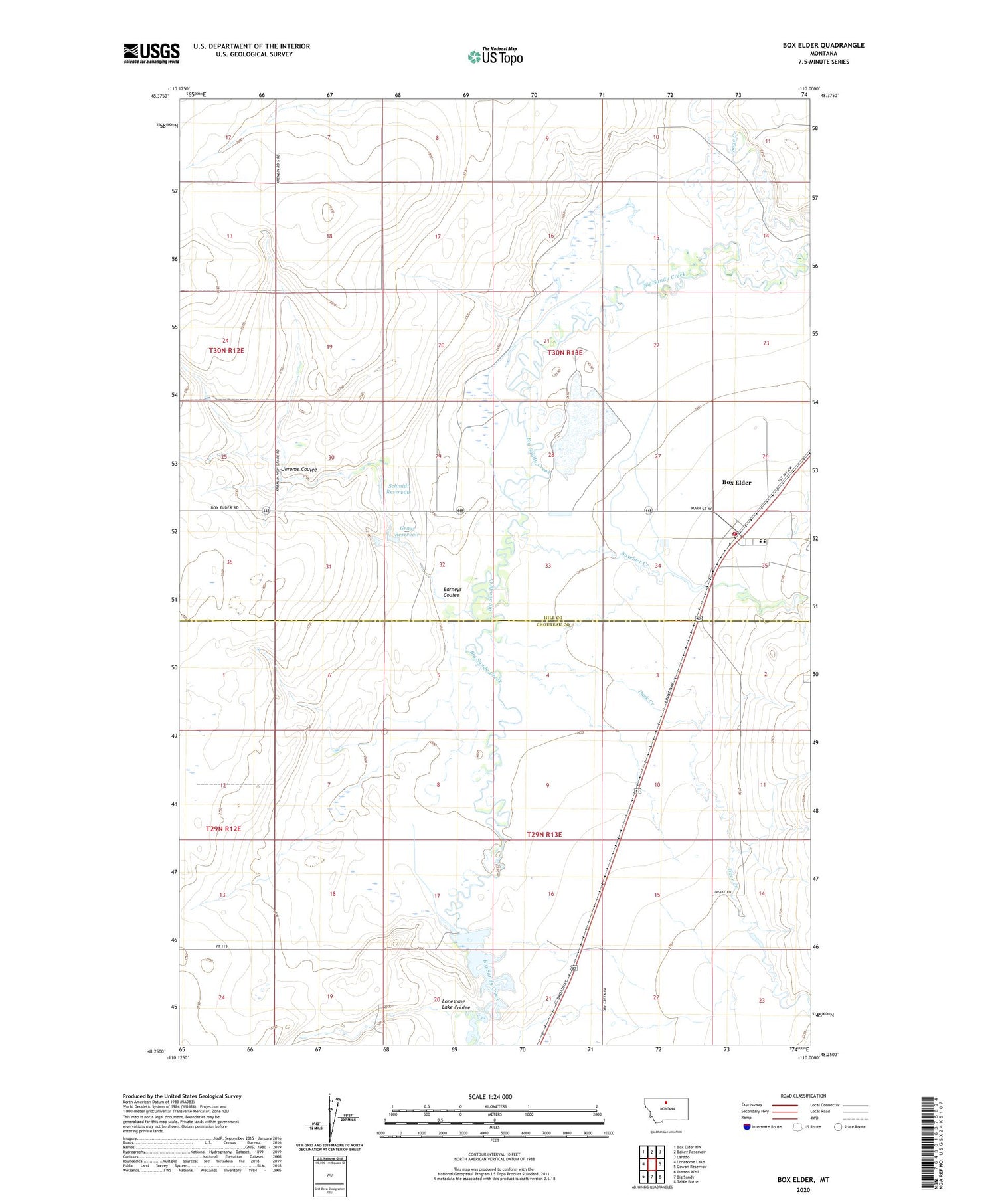 Box Elder Montana US Topo Map Image
