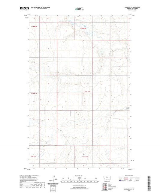 Box Elder NW Montana US Topo Map Image