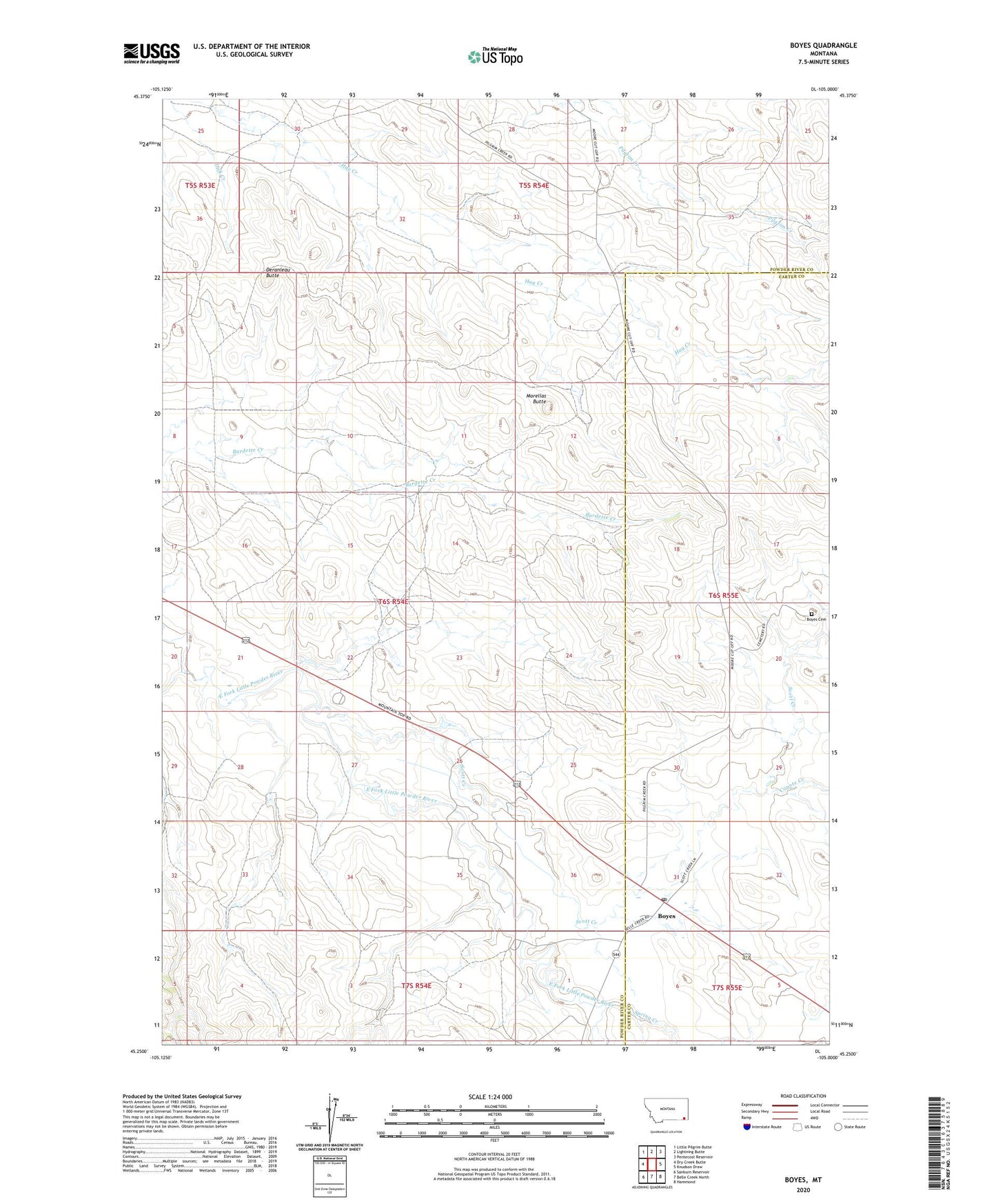 Boyes Montana US Topo Map Image
