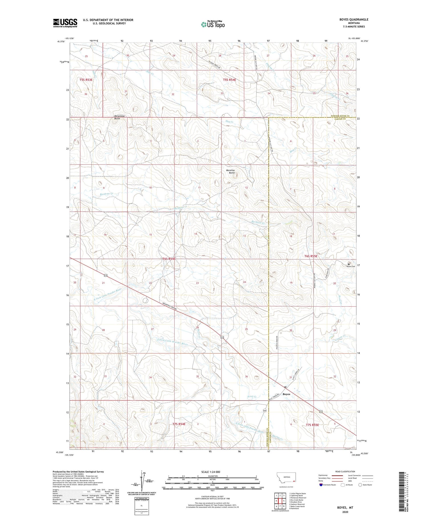 Boyes Montana US Topo Map Image