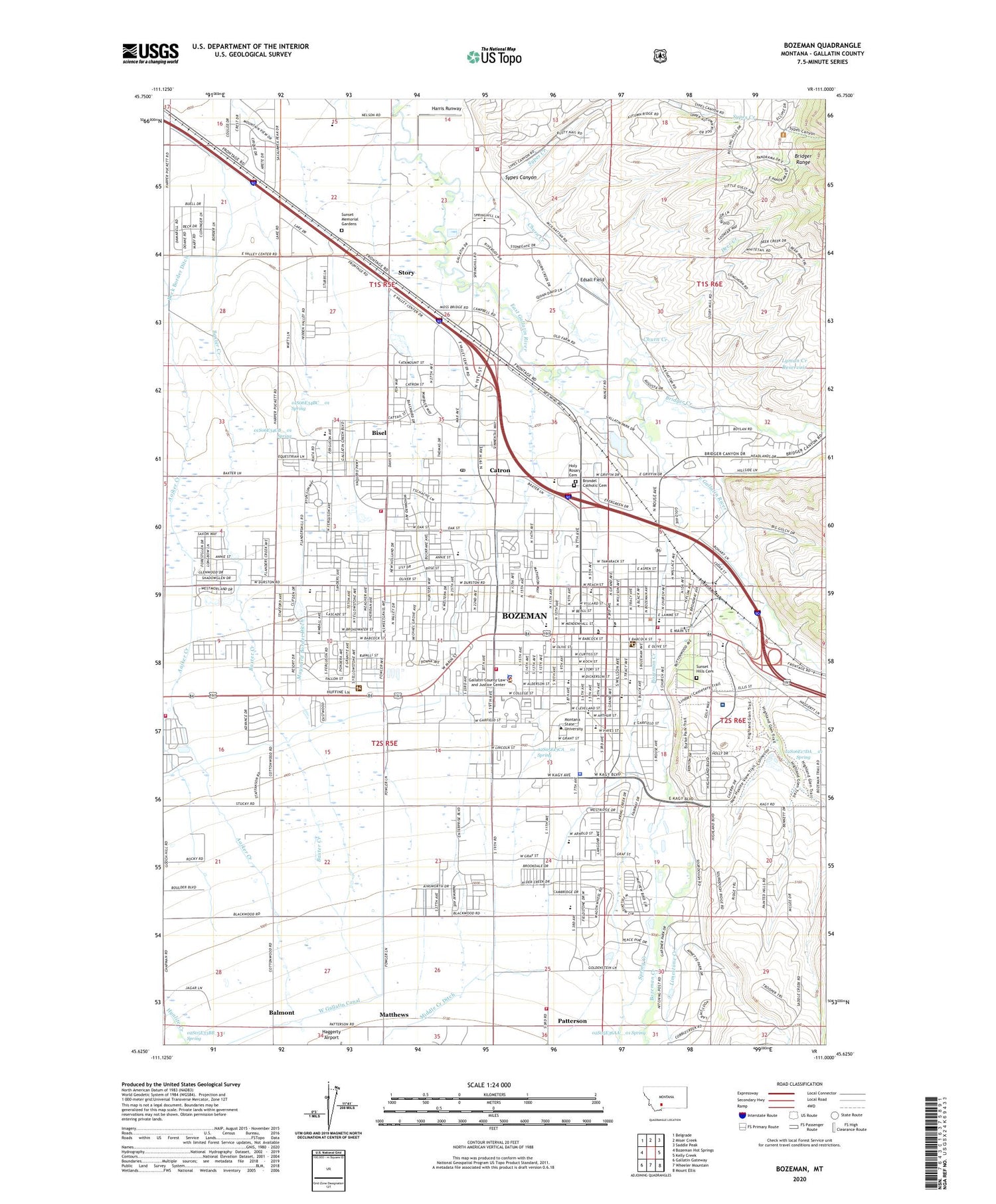 Bozeman Montana US Topo Map Image