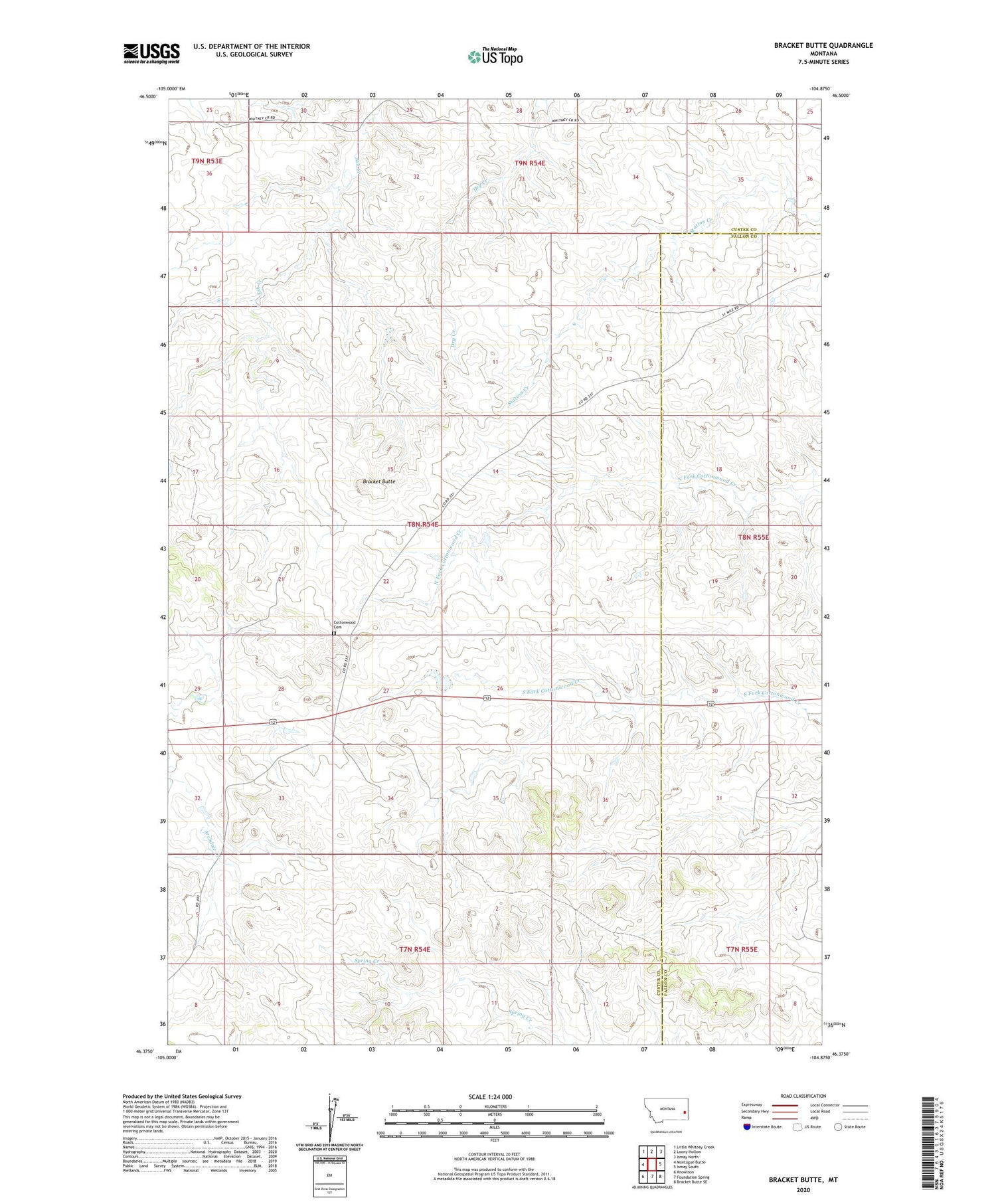 Bracket Butte Montana US Topo Map Image